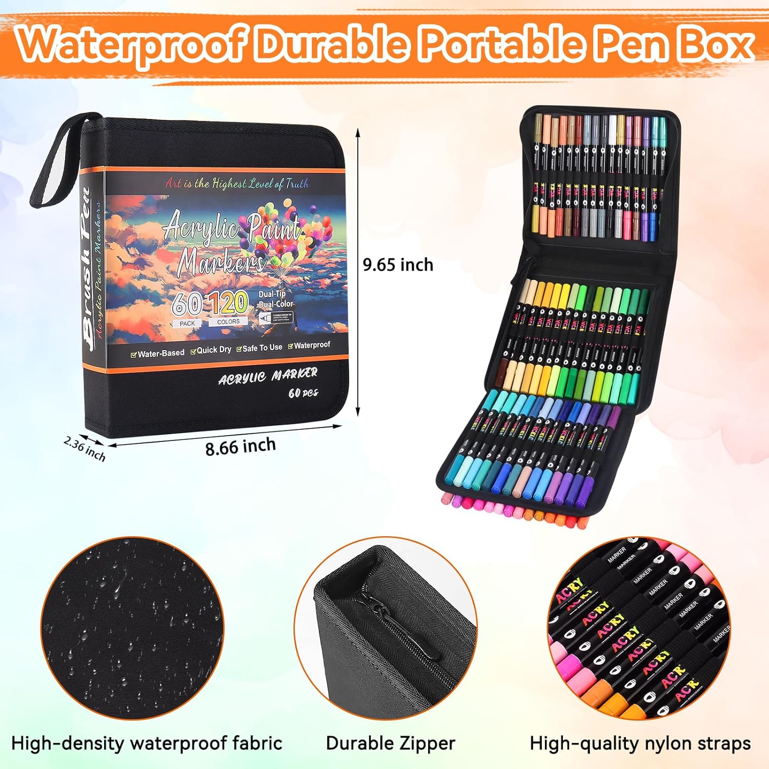 Thumbnail 4 de Sanyetral 120 Colour Acrylic Paint Markers (60 dual-tip pens) for wood, canvas, glass & more