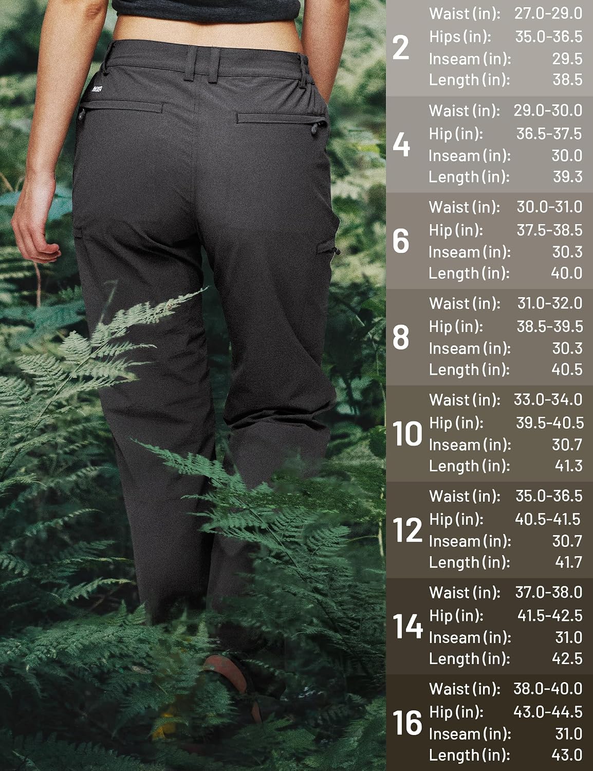 Detalle de MIER Women's Quick Dry Cargo Pants – Lightweight, Stretchy, Water-Resistant Hiking Trousers