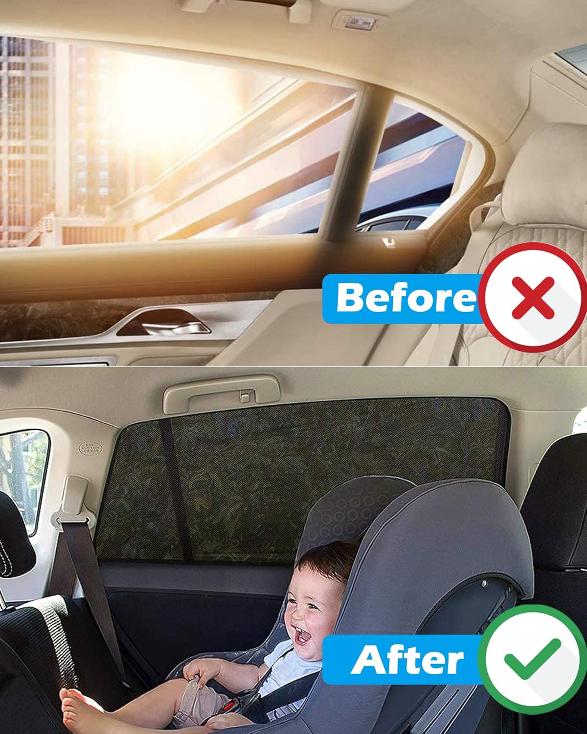 Detalle de Tevlaphee Tendine Parasole Auto Bambini XL – Parasole auto mesh per finestrini laterali, protezione UV e spazio personale