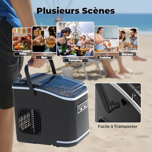 Thumbnail 7 de Acmeenjoy Machine à Glaçons – 9 glaçons en 6–8 min, 12 kg/jour, autonettoyante