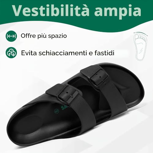 Detalle de SAGUARO Eva Ciabatte Uomo Donna Pantofole Antiscivolo EVA Nero 43 EU