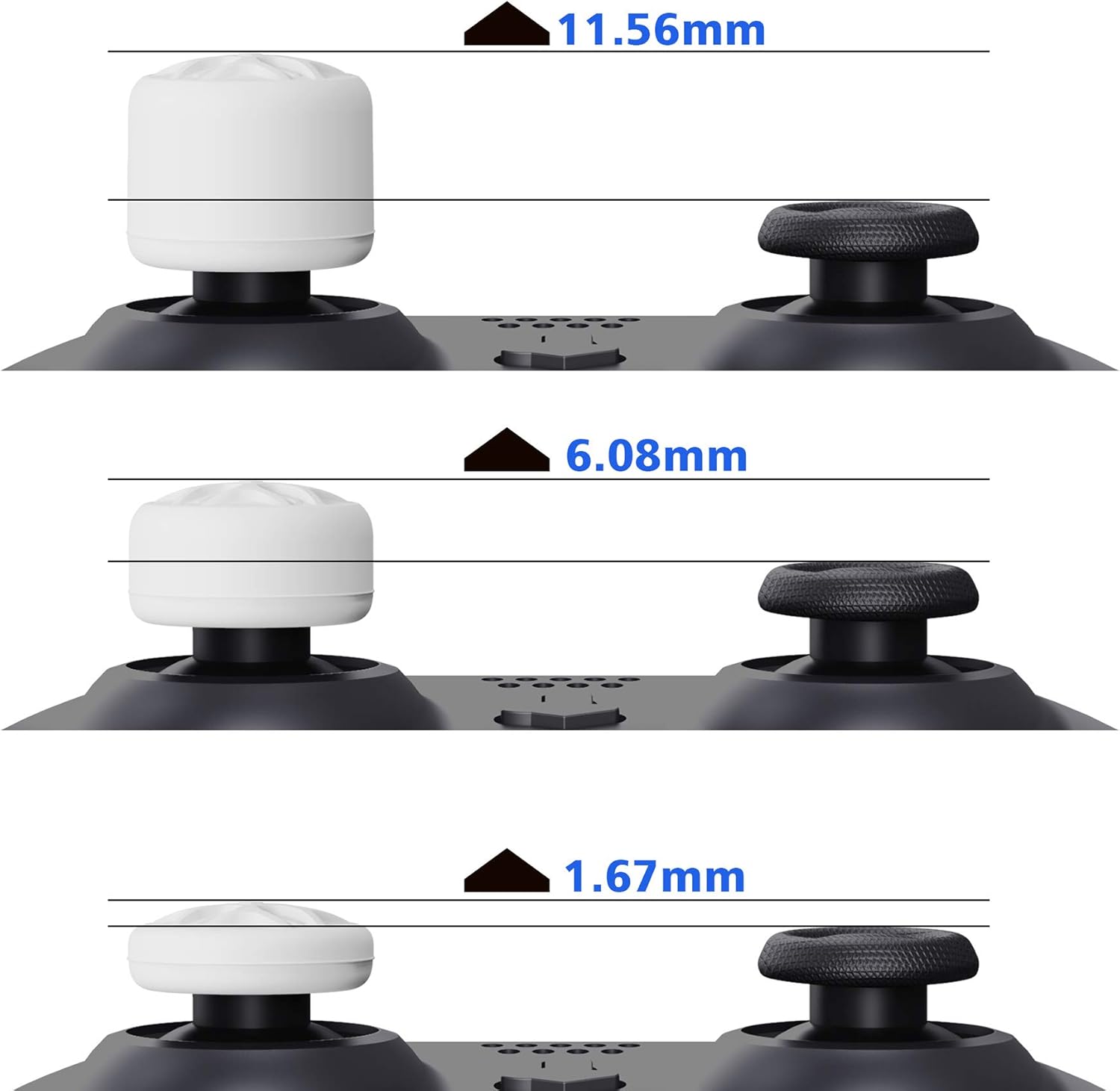Thumbnail 6 de PlayVital White Ergonomic Analogue Joystick Caps for Xbox, PS5/PS4 and Switch Pro Controller – 10pcs with 3 Heights