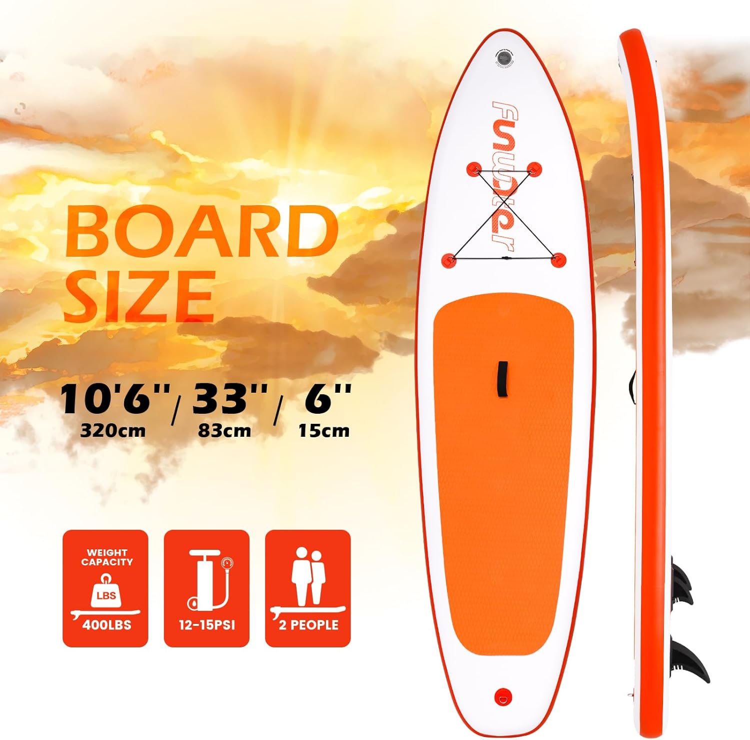Thumbnail 1 de FunWater Inflatable Ultra-Light 10'6" Stand Up Paddle Board Kit with Non-Slip EVA Deck