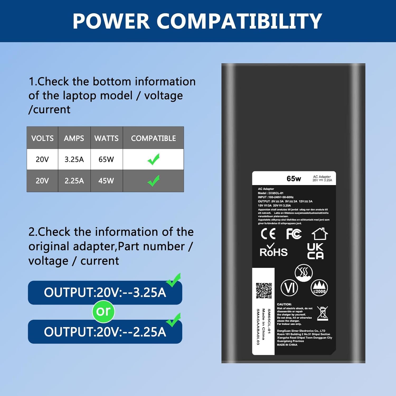 Thumbnail 5 de New 65W USB-C Power Adapter for Dell Latitude, XPS and Chromebook 3100/2-in-1 devices