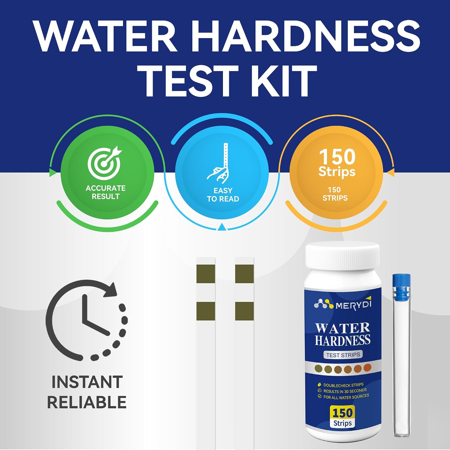 Detalle de Merydi hardness test strips Water Hardness Test Kit, 150 strips, double colour pads