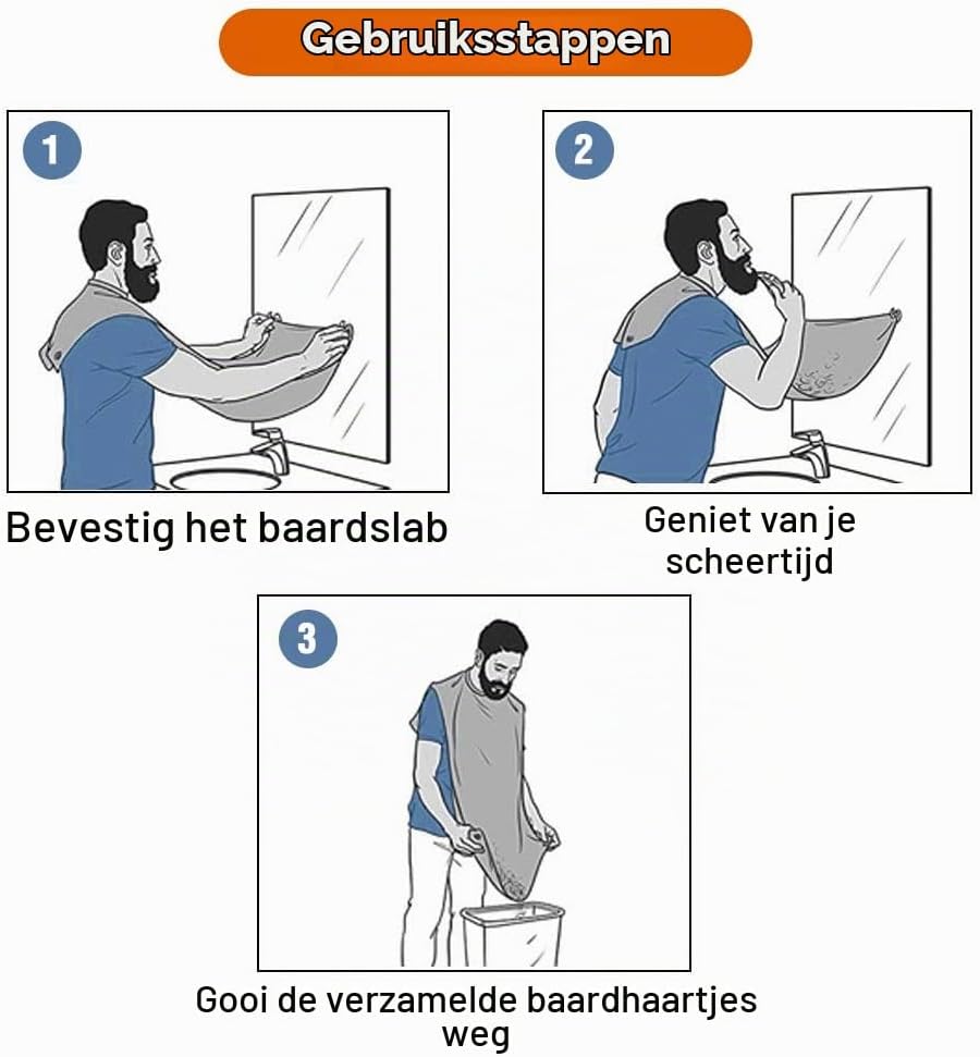Thumbnail 2 de Leaflai baardschort voor baardverzorging, waterdicht en wit, met 3 zuignappen