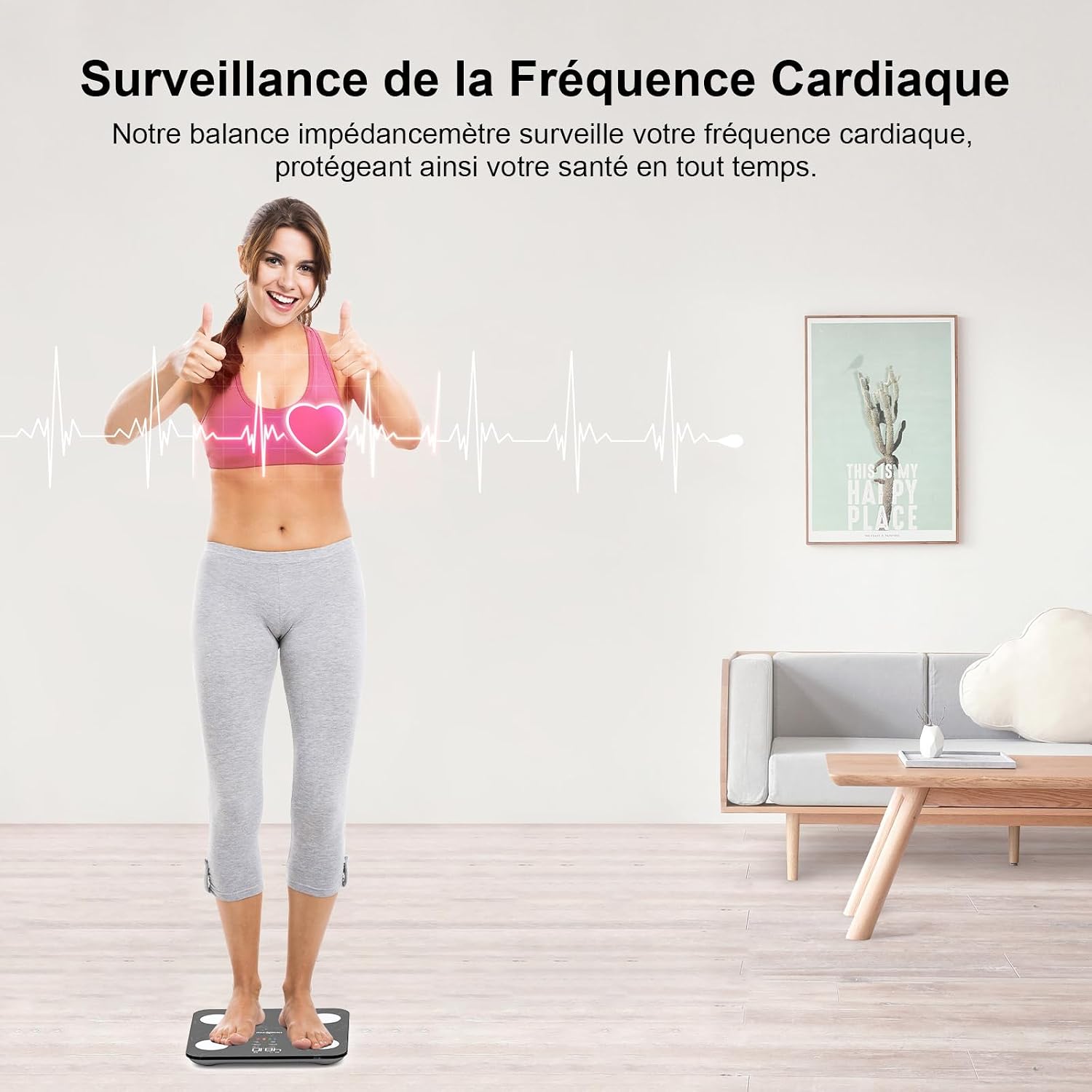 Thumbnail 5 de Balance Pèse Personne Healthkeep Balance Connectée avec Écran XXL et Fréquence Cardiaque – 180 kg