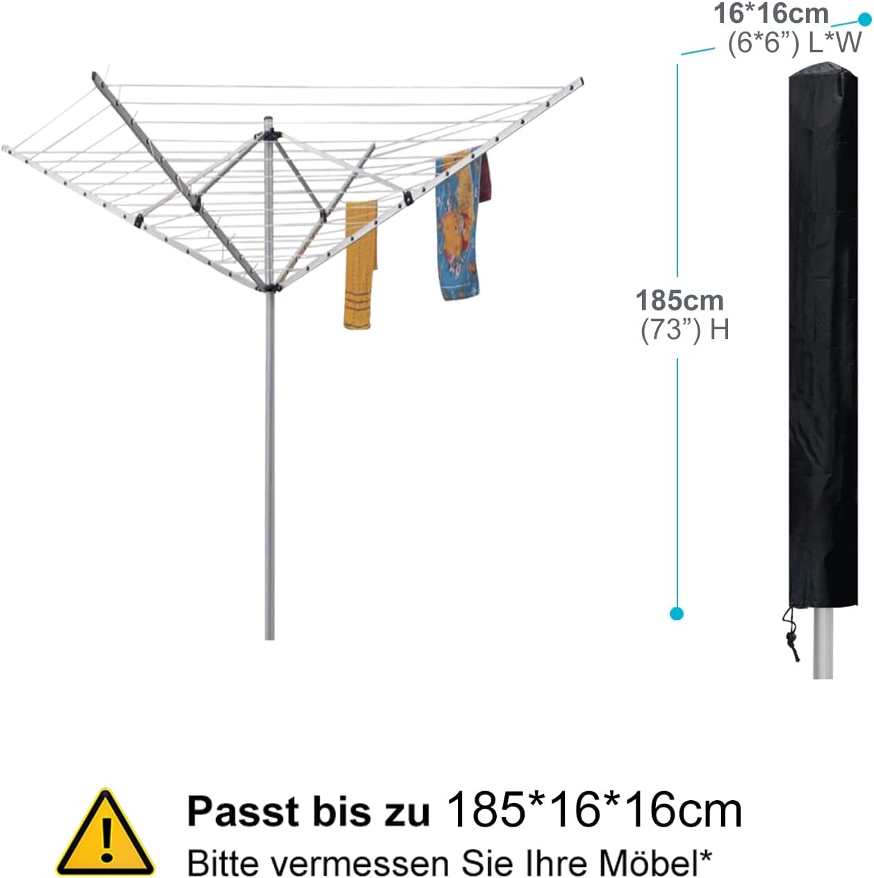 Detalle de AWNIC JL2208 wasrekhoes, waterdicht Oxford 420D, 185 x 16 x 16 cm