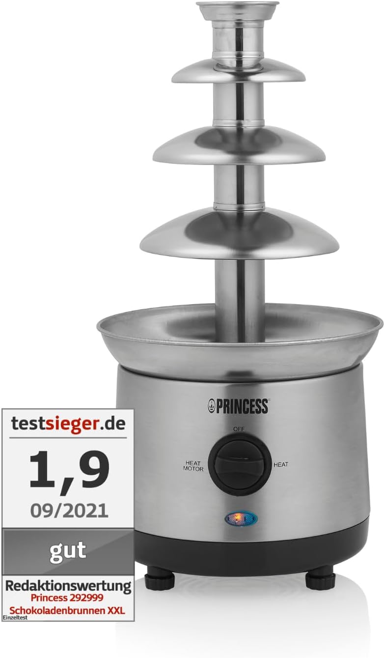 Detalle de Princess fontaine à chocolat XXL Inox Brossé – 4 étages, 1,1 L, 190 W