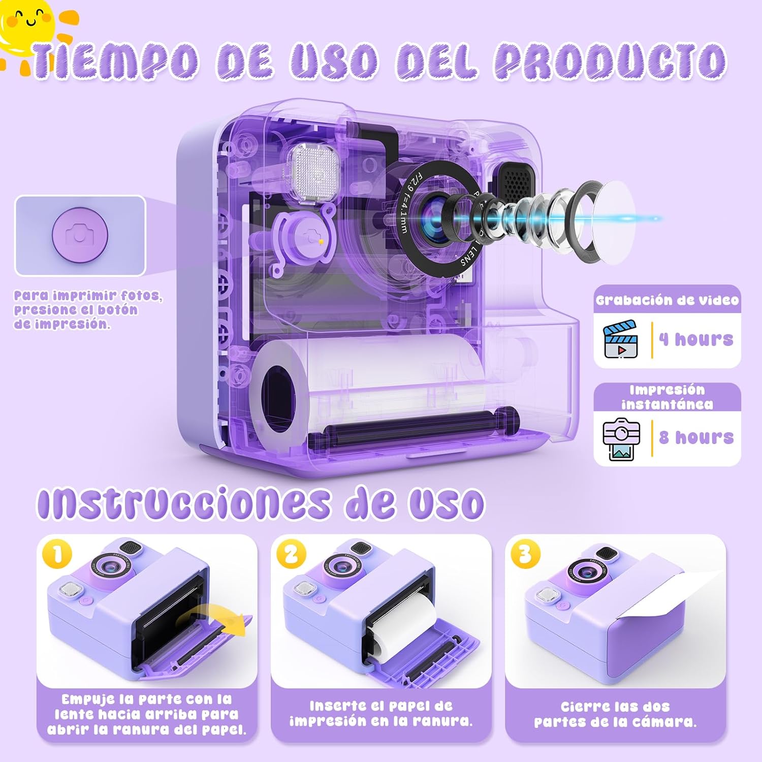 Thumbnail 2 de Cámara instantánea infantil 1080P 2,4" 32GB