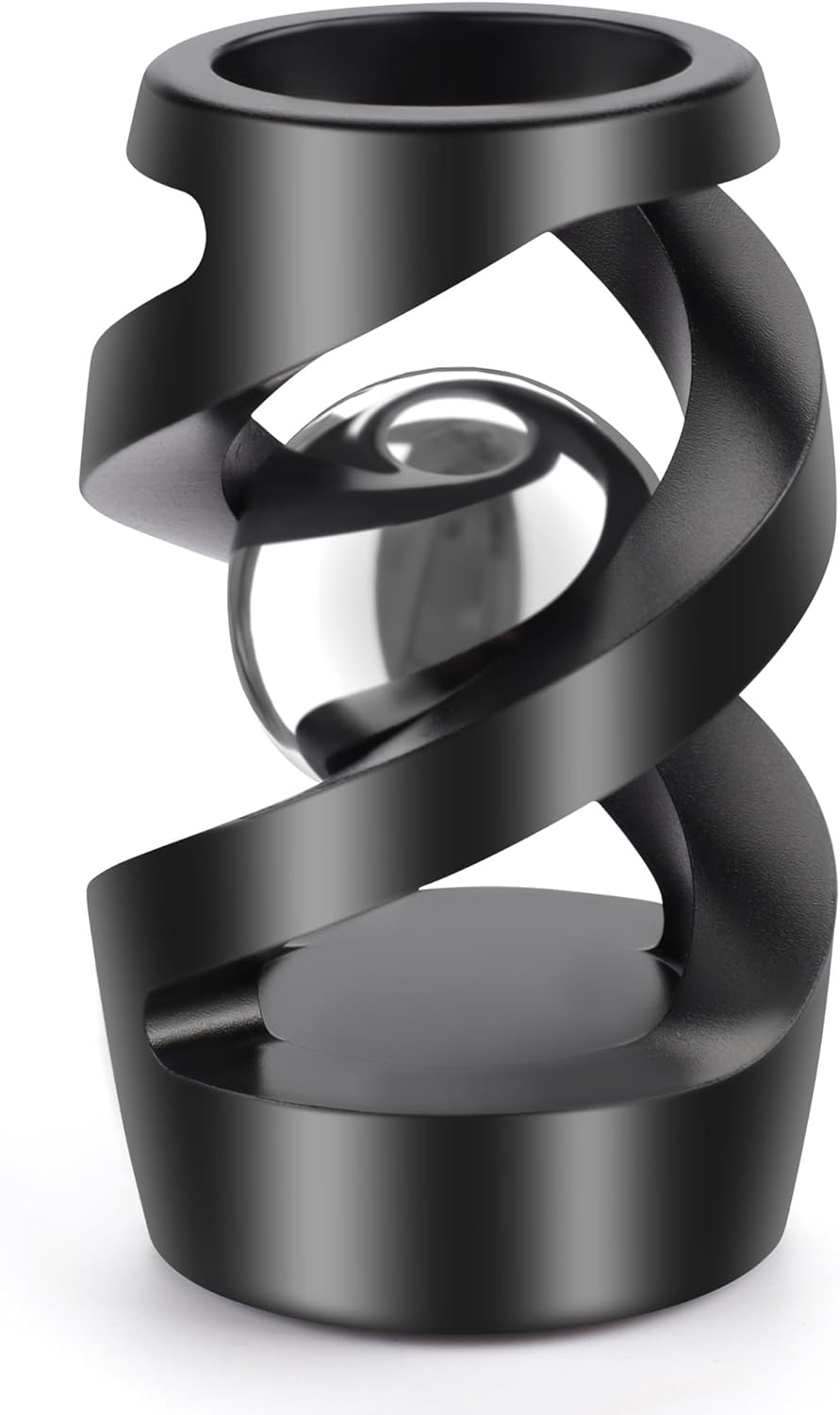 Upgraded Kinetic Desk Toys Kinetic Spinning Desk Toy (Black Silver) — Metal Alloy Fidget for Office & Focus