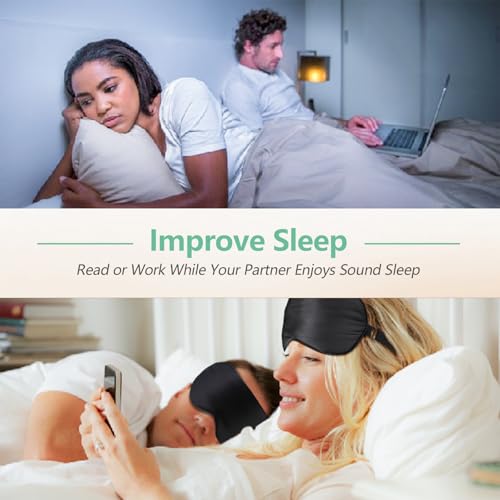 Detalle de BeeVines 100% Mulberry Silk Sleep Mask – Blackout Eye Mask (Black & Olive Gold)
