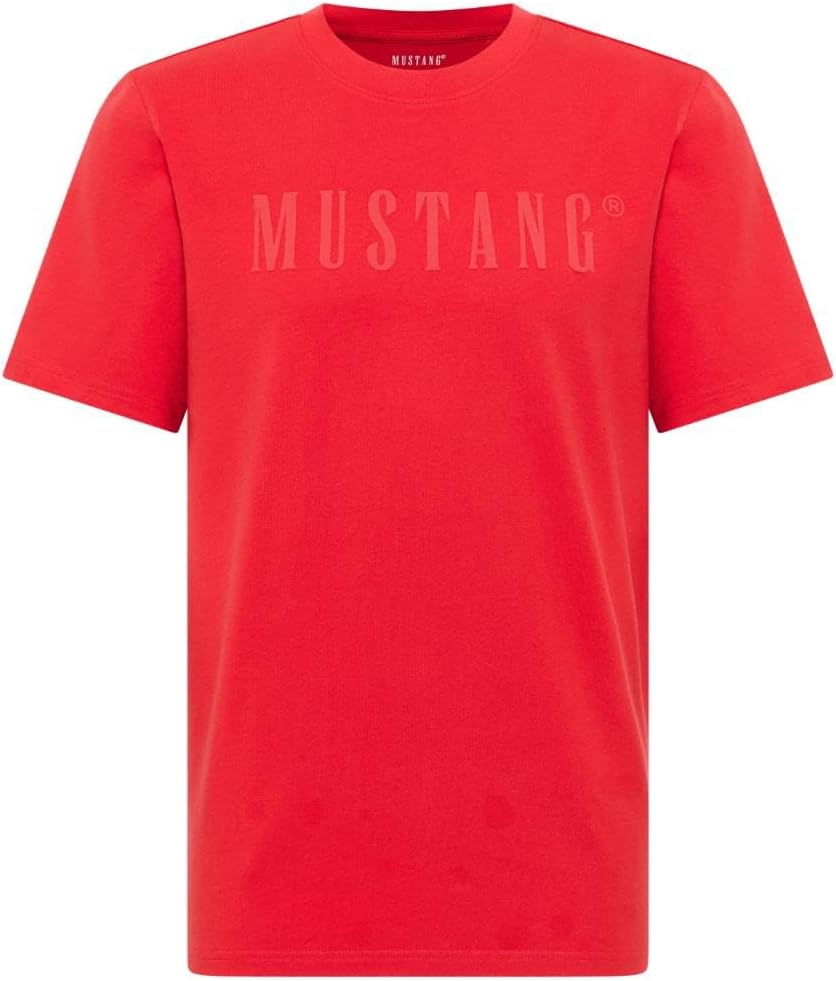 Detalle de Mustang Herren Style Austin T-Shirt – Lässiger Schnitt, Bio-Baumwolle, Rundhalsausschnitt
