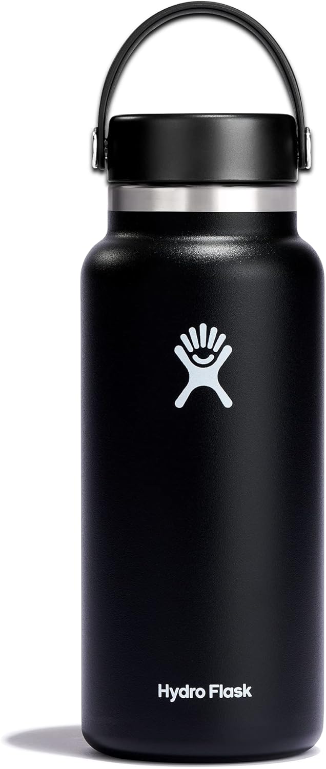 Detalle de Hydro Flask Water Bottle - 32 oz Wide Mouth Insulated with Flex Lid (Black)