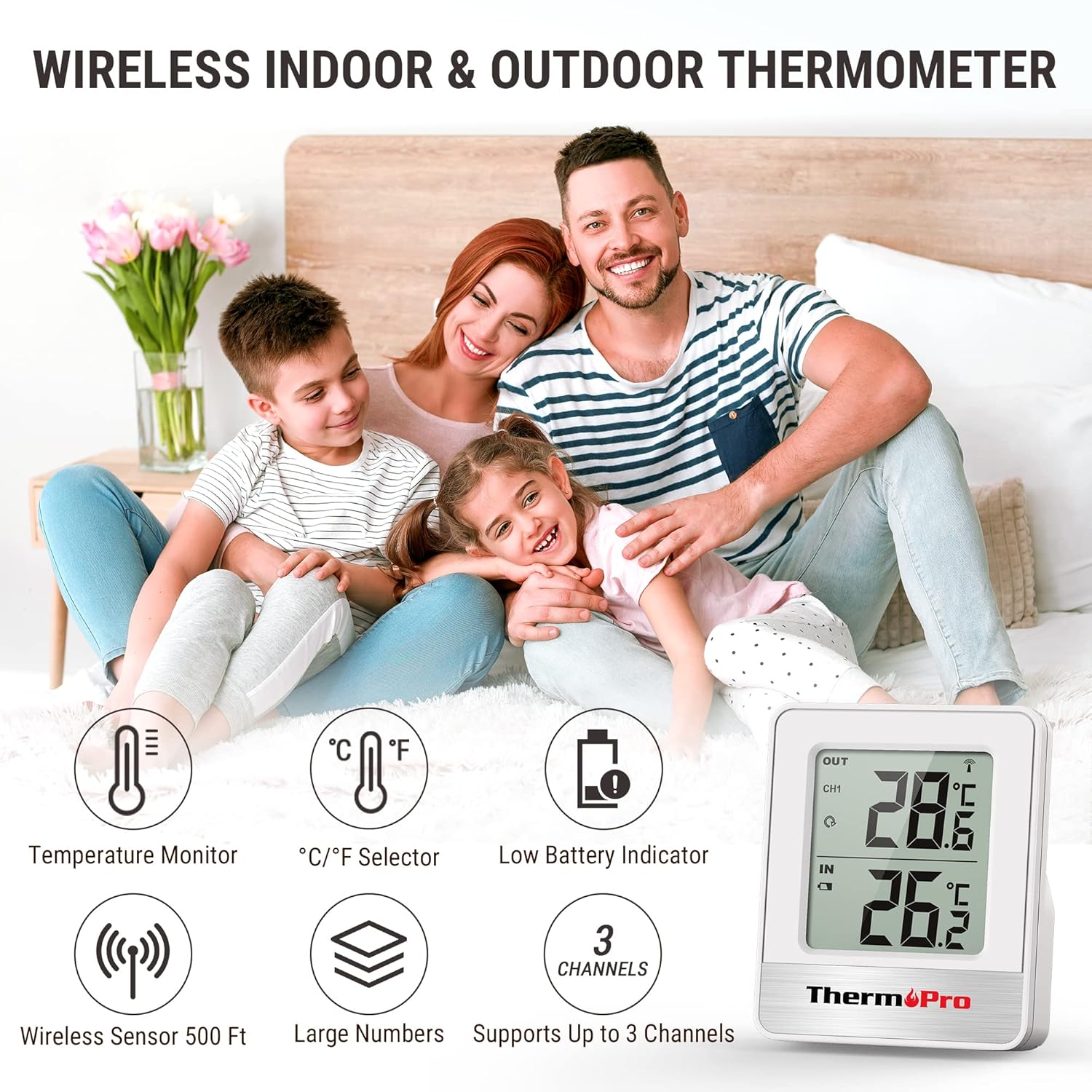 Thumbnail 2 de ThermoPro TP200C indoor outdoor thermometer 150m 🌡
