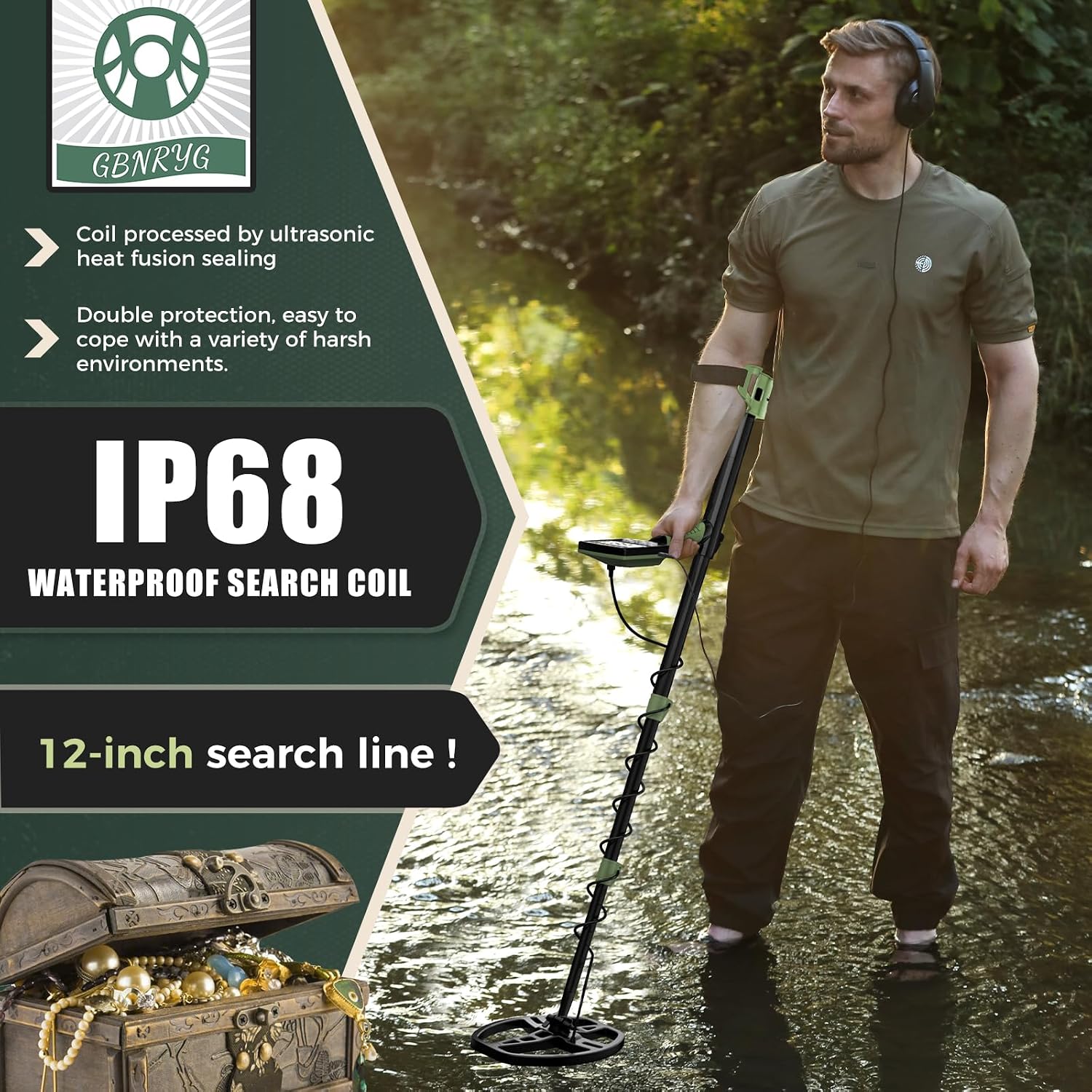 Thumbnail 5 de Gbnryg Metal Detector with 12-inch Coil