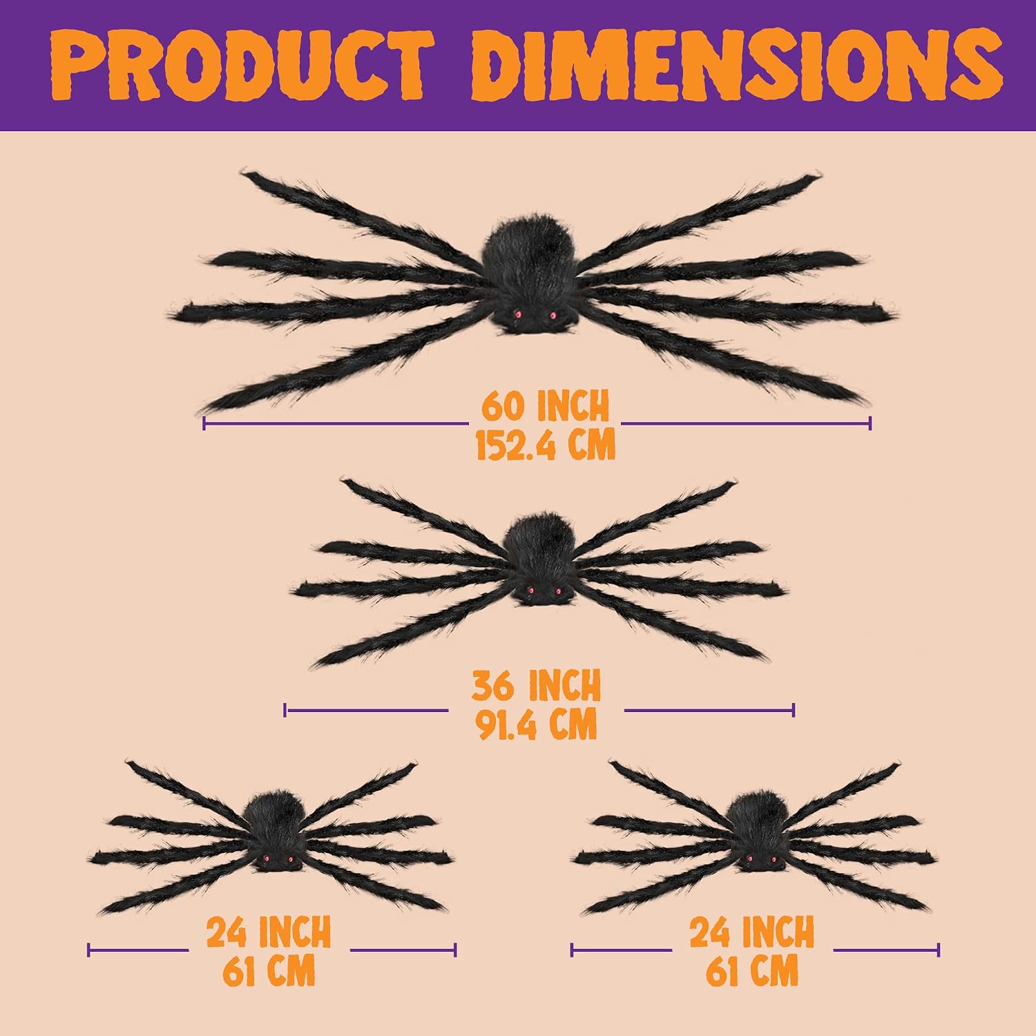 Thumbnail 6 de JOYIN 10542 Halloween Spider Decorations, 4-Pack in Four Sizes