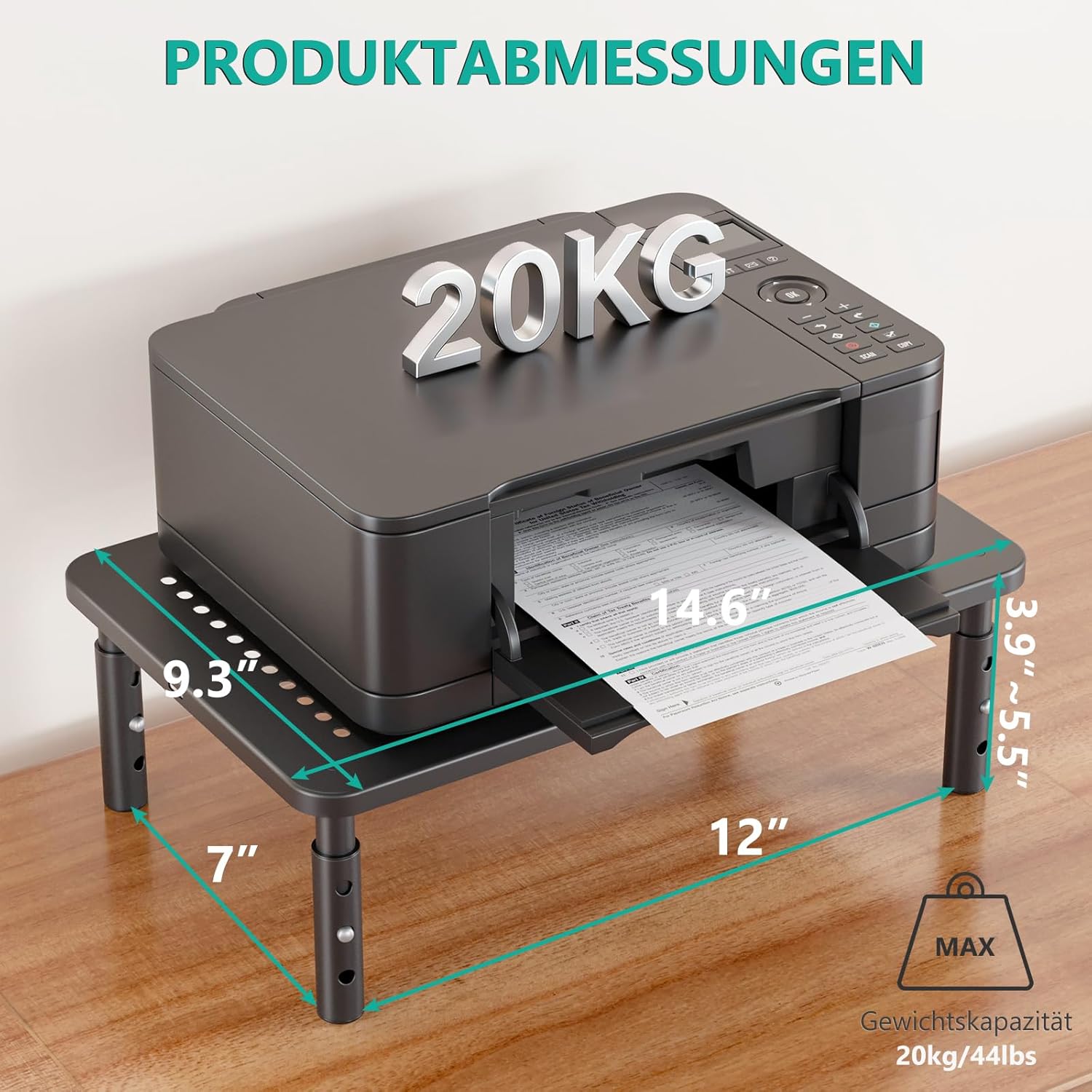 Thumbnail 2 de WALI Monitorständer STT003-2, 2er Pack – 3-fach höhenverstellbare Monitor-Erhöhung bis 20 kg, schwarz