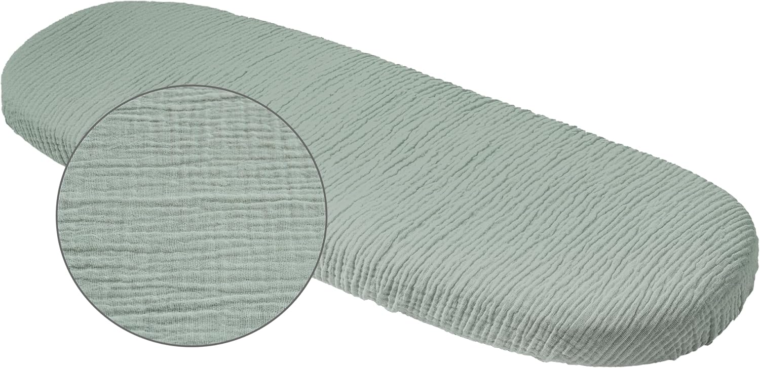 Thumbnail 4 de Medi Partners Lenzuola Lettino Culla 86x40 Set 3 - Lenzuolo Navicella Neonato Cotone Mussole 100% (Oliva-Bianco-Grigio)