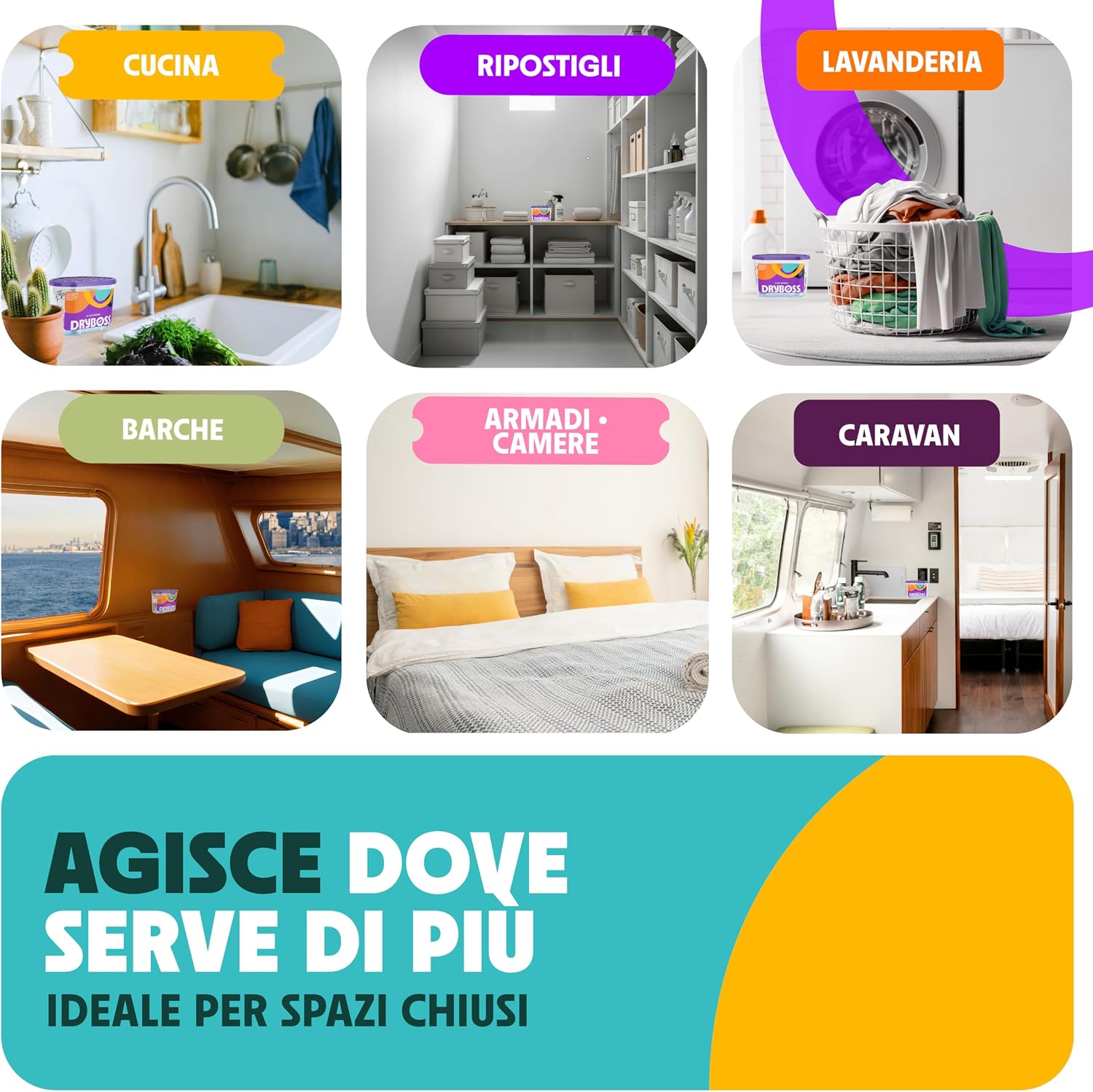 Detalle de DRYBOSS Pack da 10 deumidificatori per armadio con cristalli di sale antiumidità e antimuffa