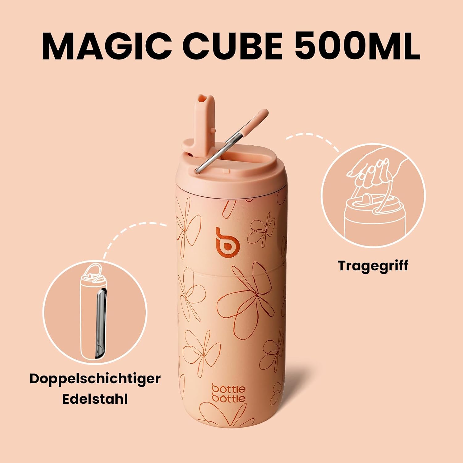 Detalle 2 de bottlebottle Edelstahl Trinkflasche 500 ml