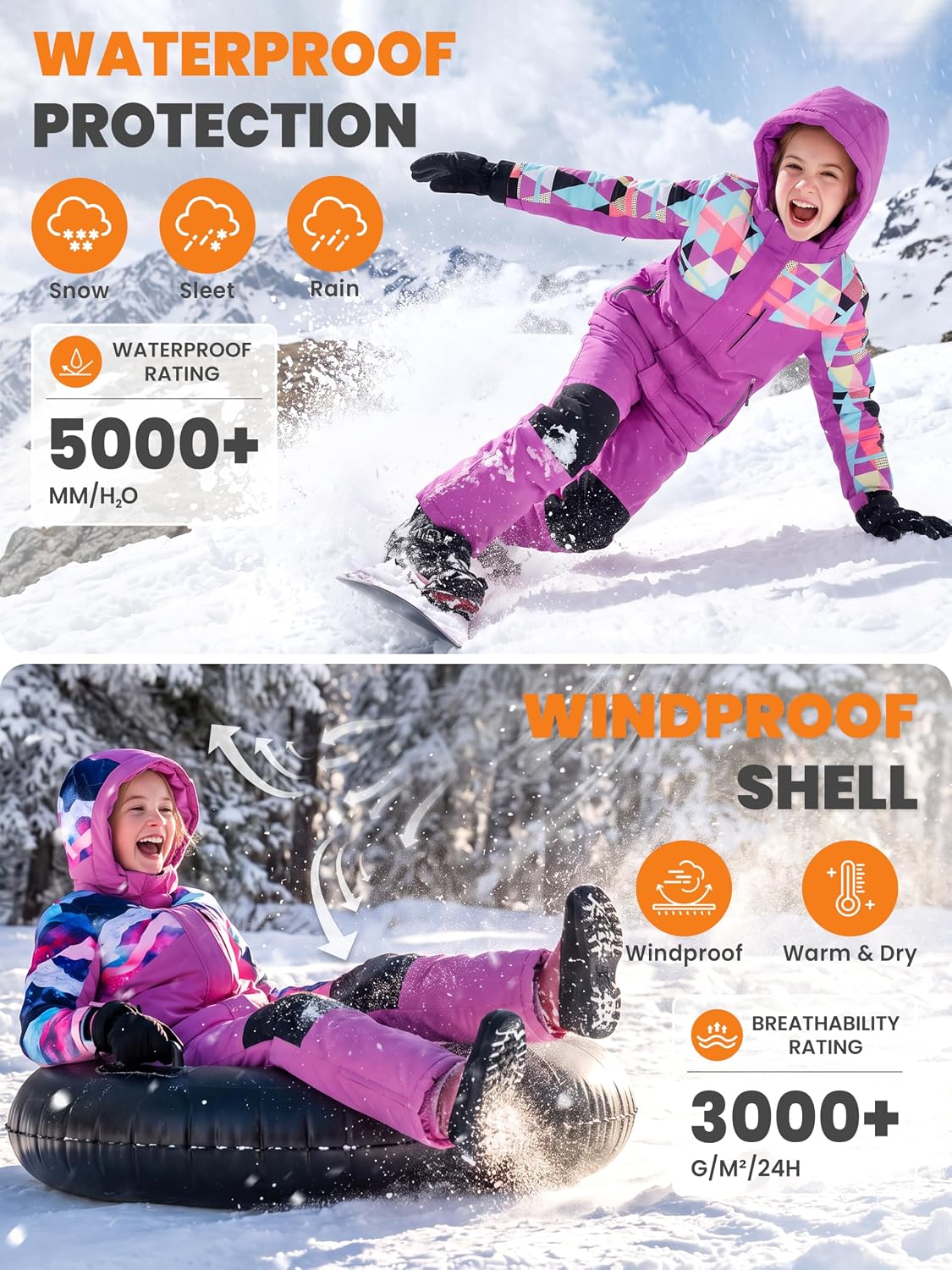 Detalle de Gogokids 2-Piece Kids Snowsuit, Waterproof, Graphene-Lined, Detachable Hood, 5-14Y