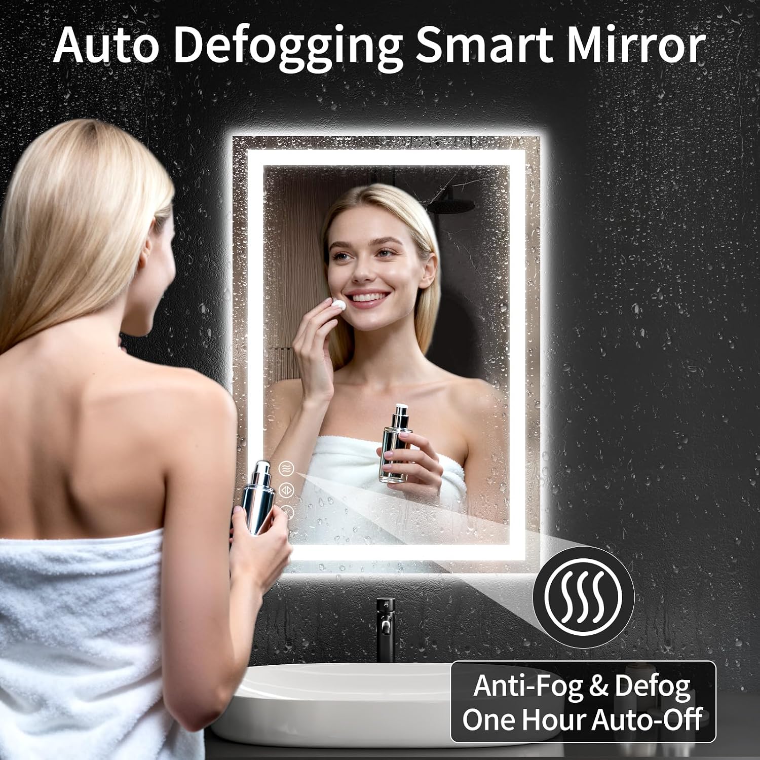 Thumbnail 2 de LED Bathroom Mirror 24x30 with Front & Backlit Lights — Anti-Fog, Dimmable, Shatterproof Nano Glass
