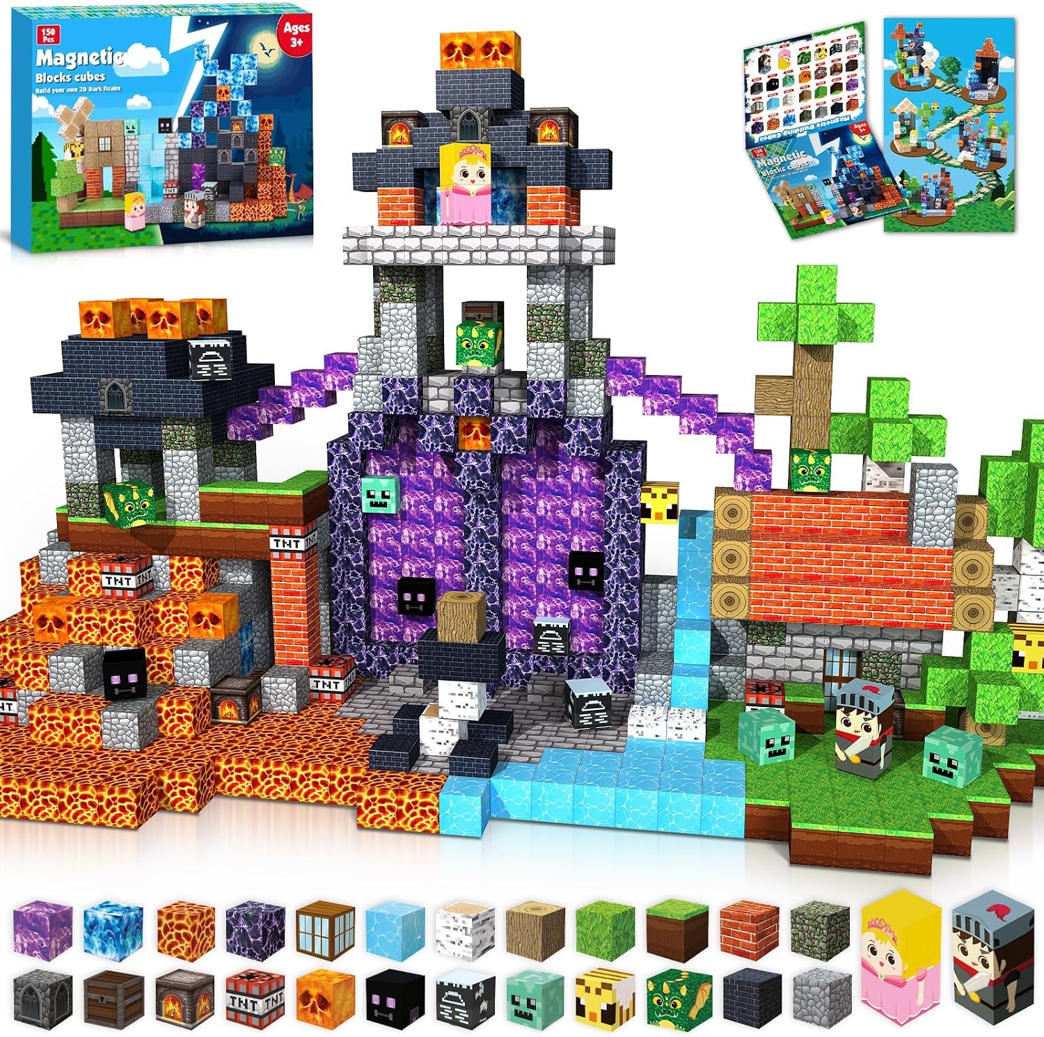 Detalle de GraceDuck Magnetic Building Blocks, 150-Piece Set