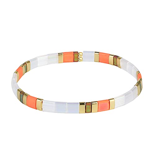 Detalle de KELITCH Moda Tila Miyuki: Pulsera elástica de cuentas coloridas para mujer