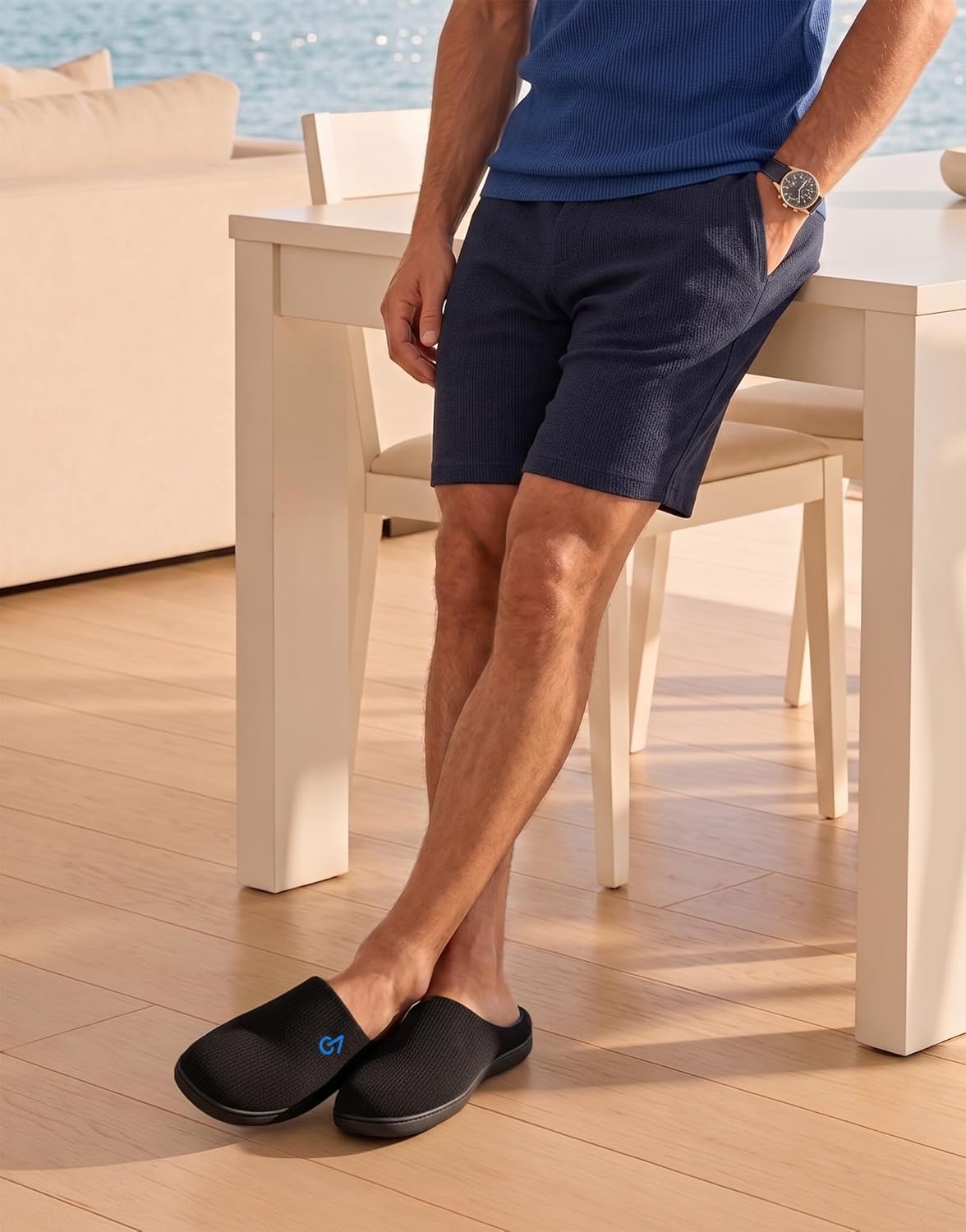 Thumbnail 1 de VeraCosy Men's Two-Tone Memory Foam Slippers