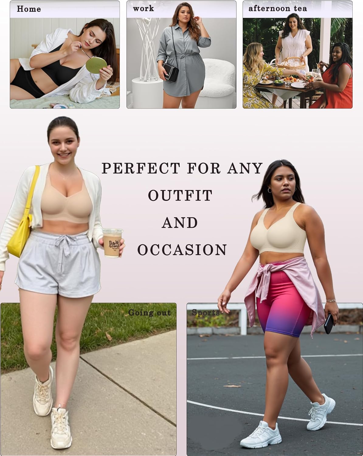 Thumbnail 4 de OEAK Women's Wireless Jelly Bra Plus Size: Full Coverage, No Underwire, Seamless T-Shirt Support