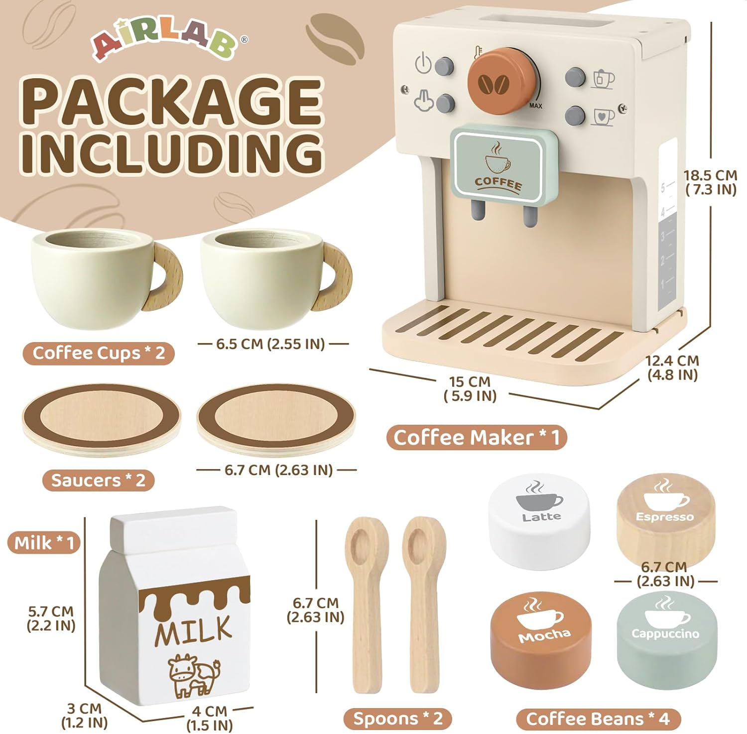 Thumbnail 1 de Airlab Kinderküche Kaffeemaschine Holz Spielset