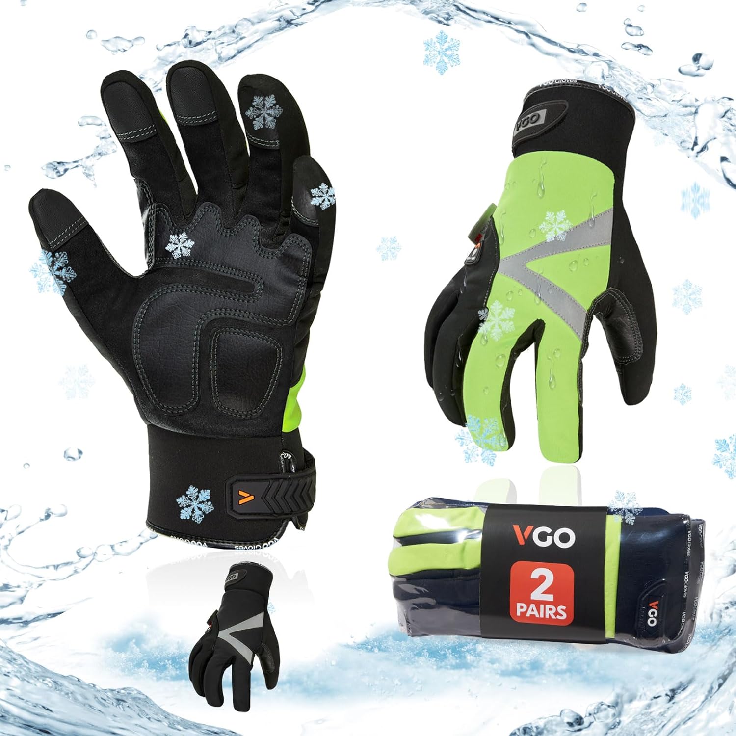 Thumbnail 6 de Vgo... gants de travail hiver étanches avec écran tactile pour chambre froide et congélateur (SL8777FW, noir, XXL)