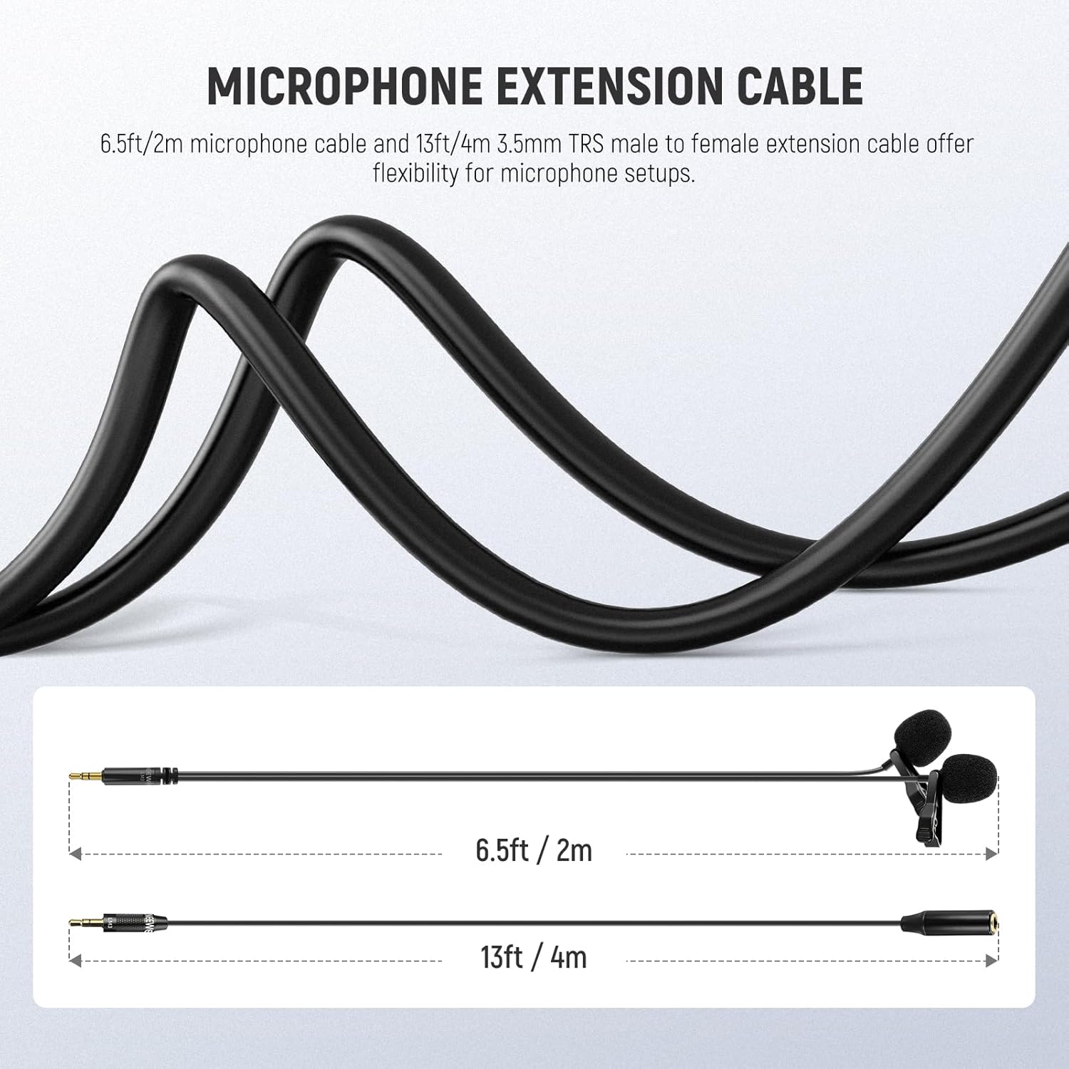 Thumbnail 4 de Neewer LM3 2m Wired Dual Lavalier Microphones with 4m Extension Cable (3.5mm TRS)