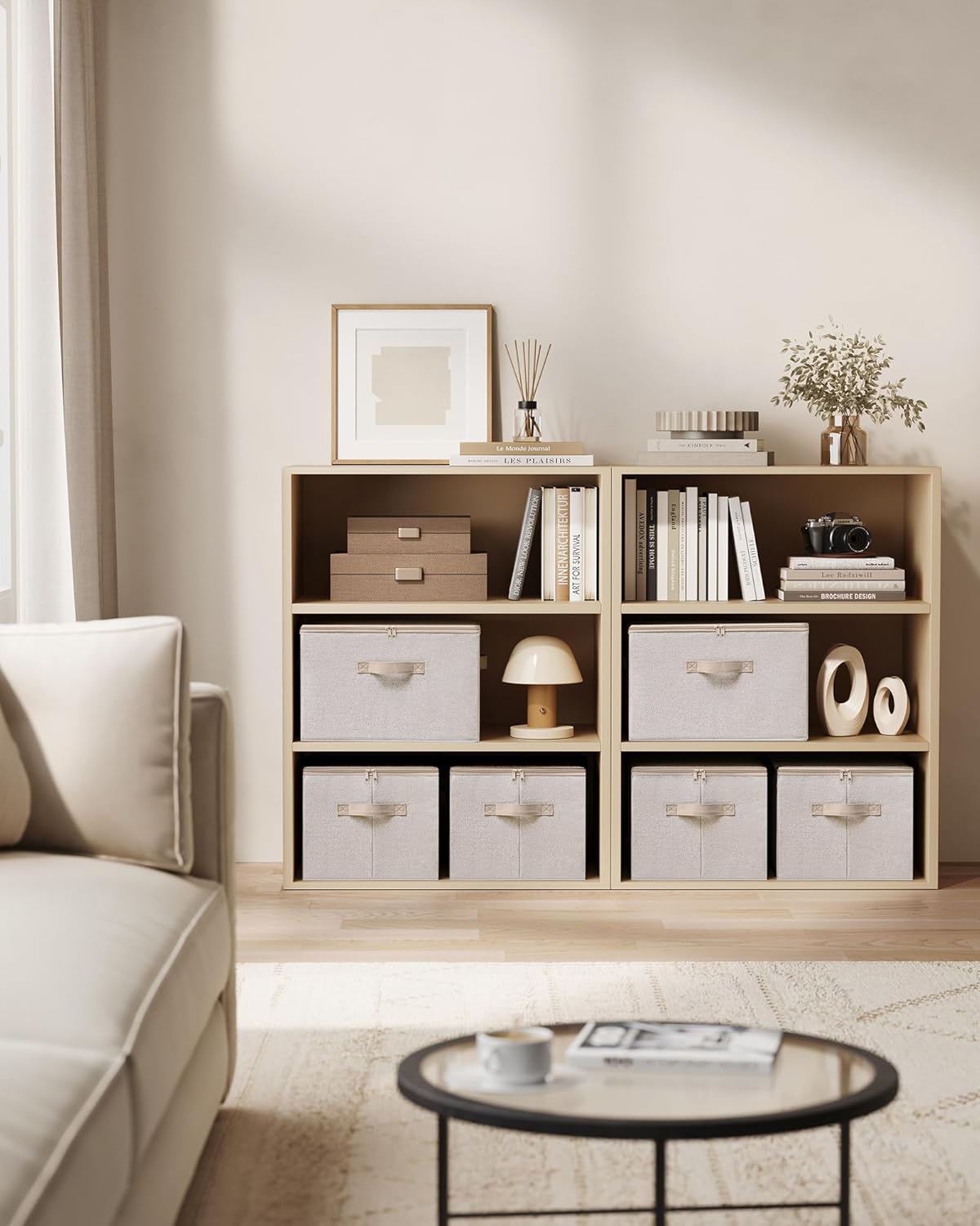 Thumbnail 5 de SONGMICS faltbare Aufbewahrungsbox mit Deckel (6er Set) – 40 x 30 x 25 cm, sandbeige, mit Griffen