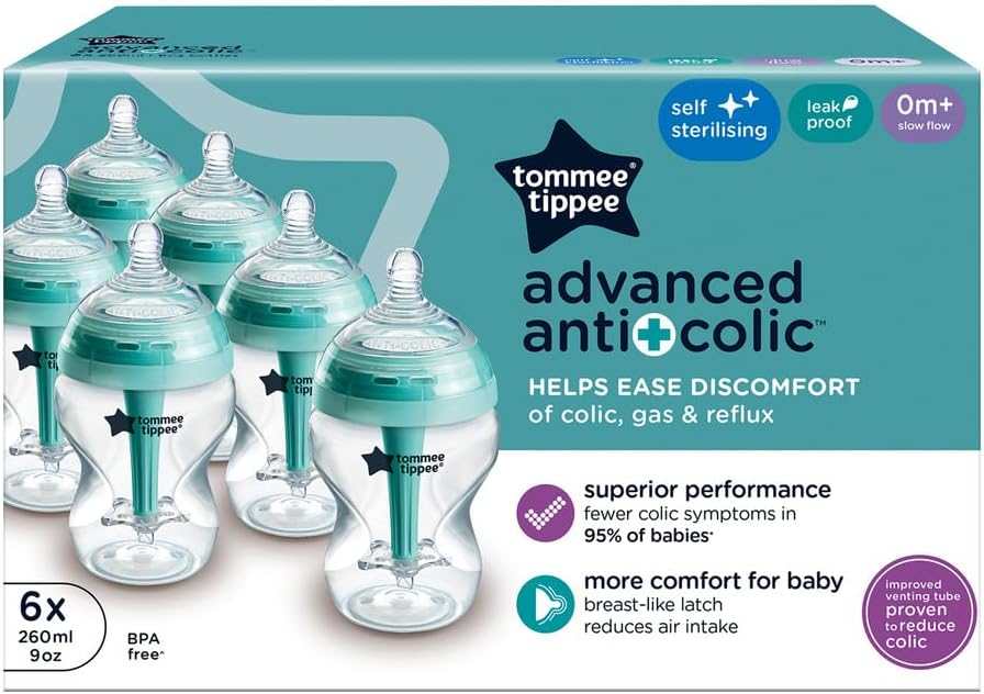 Detalle 2 de Tommee Tippee Biberón anticólico 260 ml Pack 6 Azul