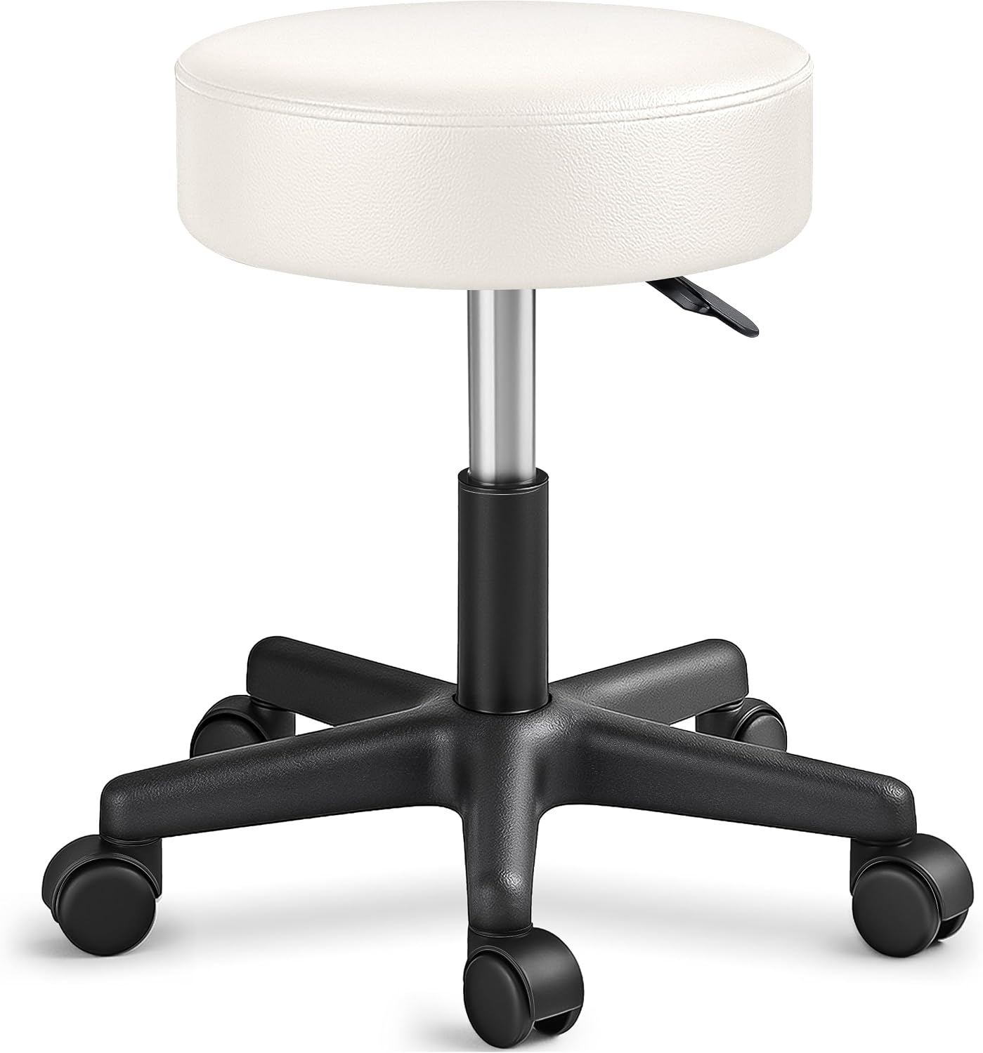 Detalle de TRESKO Rollhocker höhenverstellbar Beige bis 150 kg – 360° Drehhocker mit Rollen