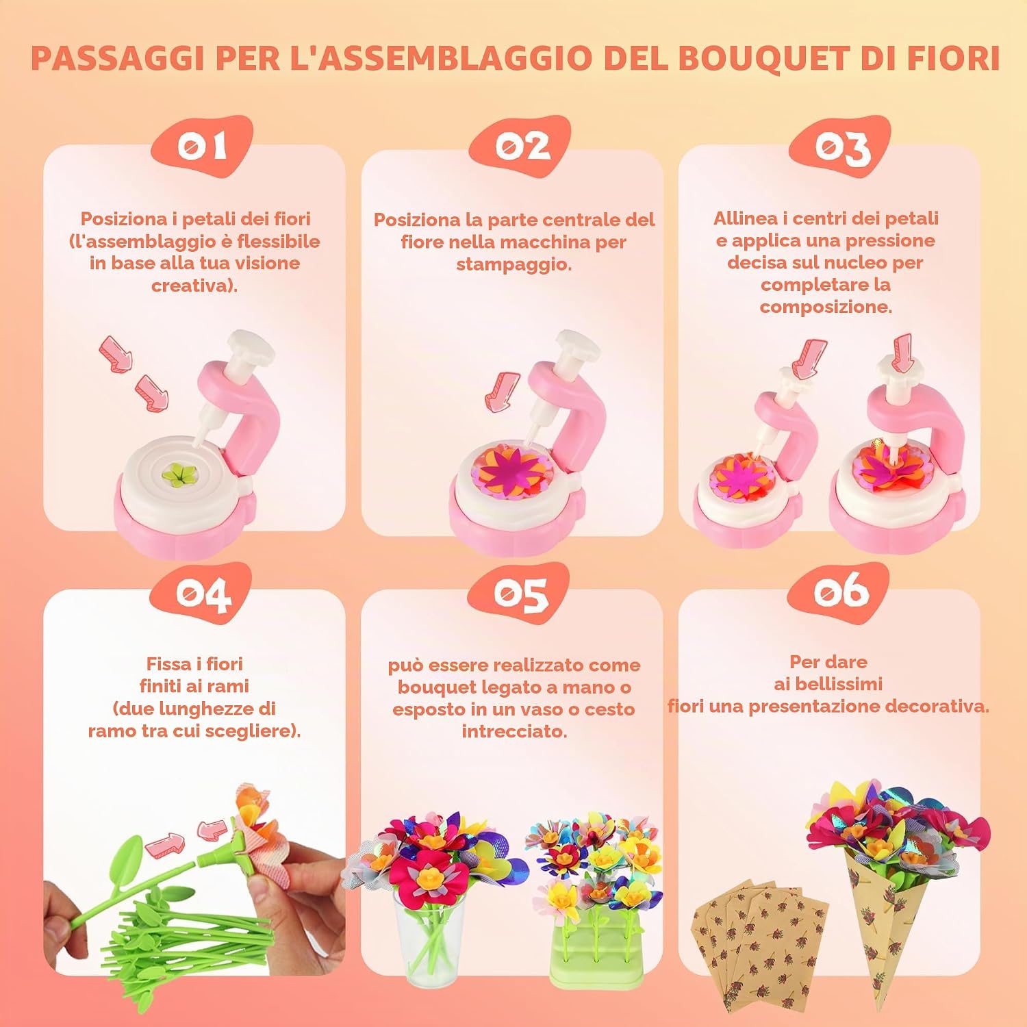 Thumbnail 6 de LIAILA Laboratorio dei Fiori: Kit di Bouquet Fai da Te con Macchina Inclusa per Ragazze dai 5 ai 12 Anni