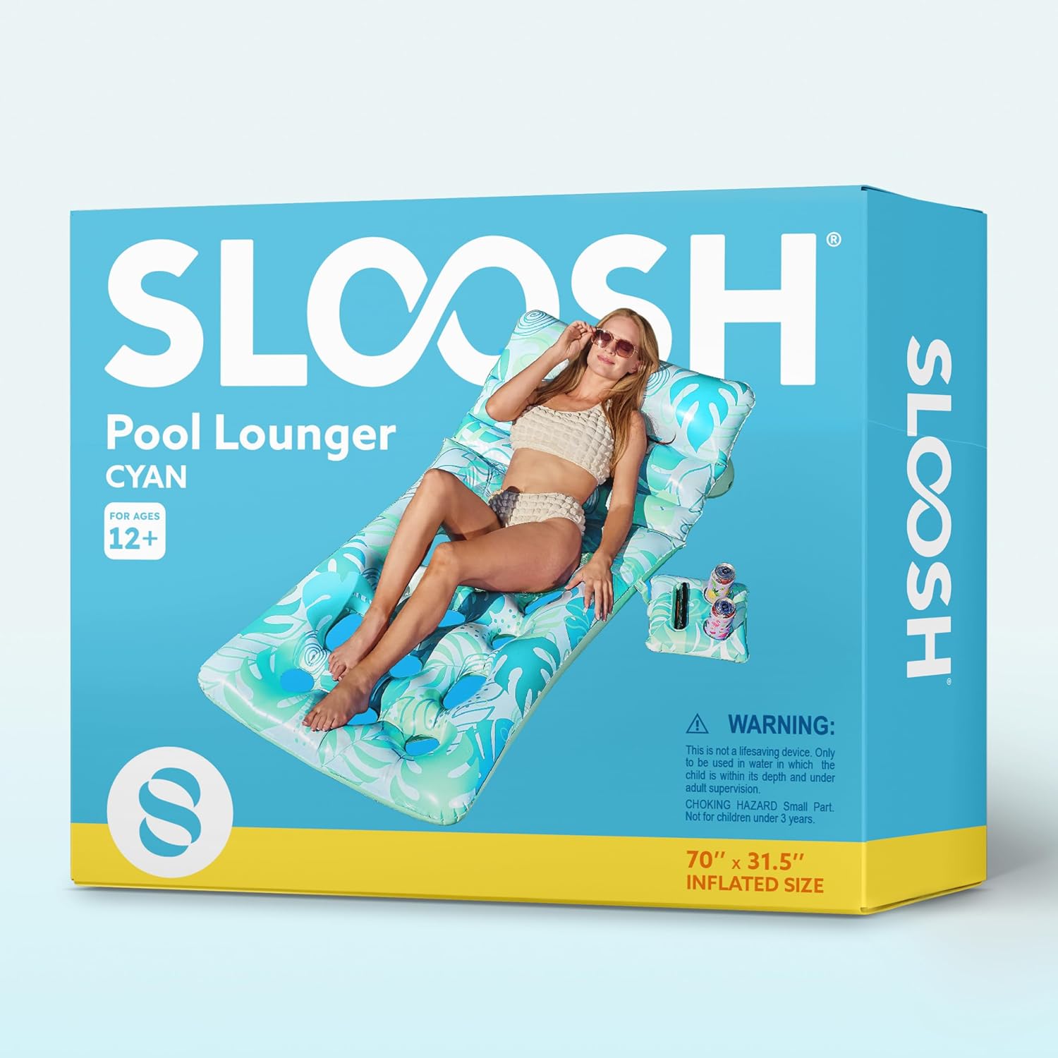 Thumbnail 6 de SLOOSH Inflatable Pool Float for Adults with Adjustable Backrest, Cup Holders and Water Flow Vents