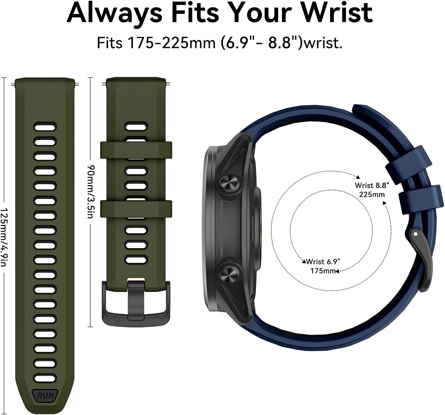 Detalle 2 de 22mm Garmin watch band, silicone strap