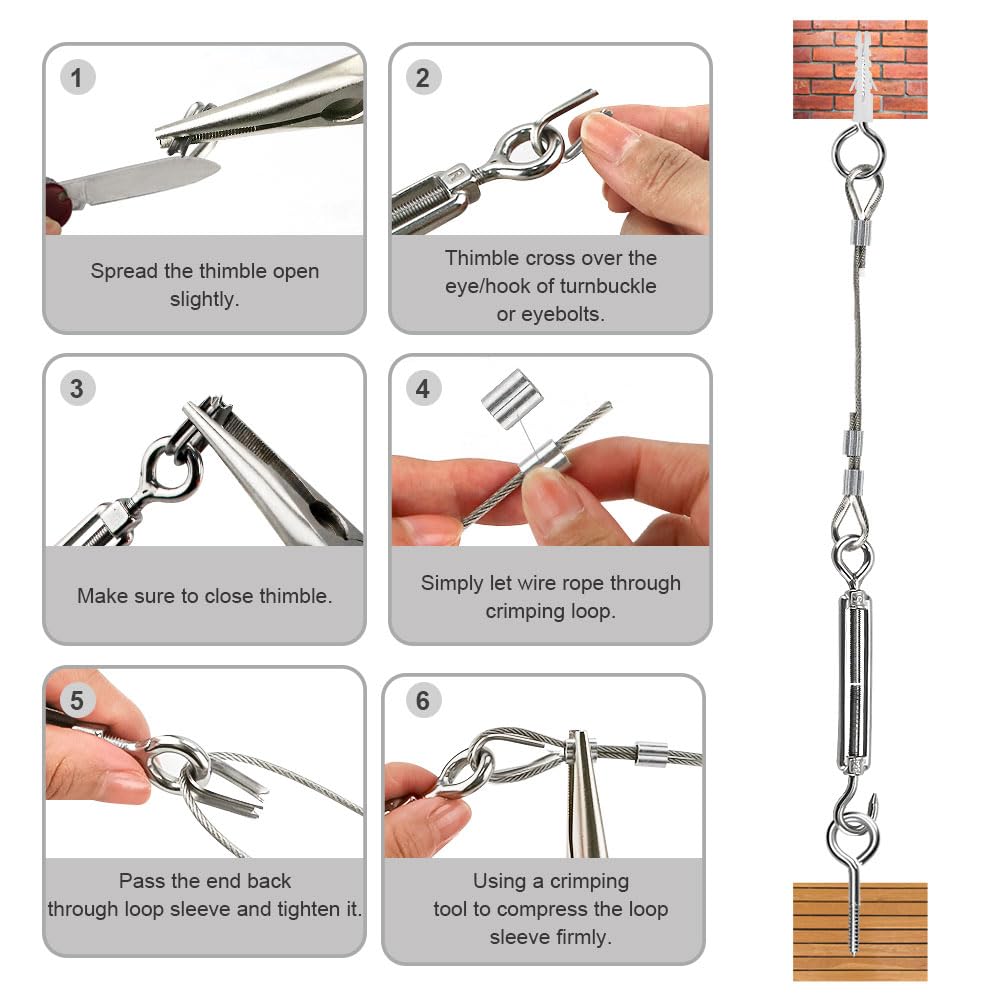 Detalle 2 de 20 m Edelstahl Stahlseil Kit 3 mm