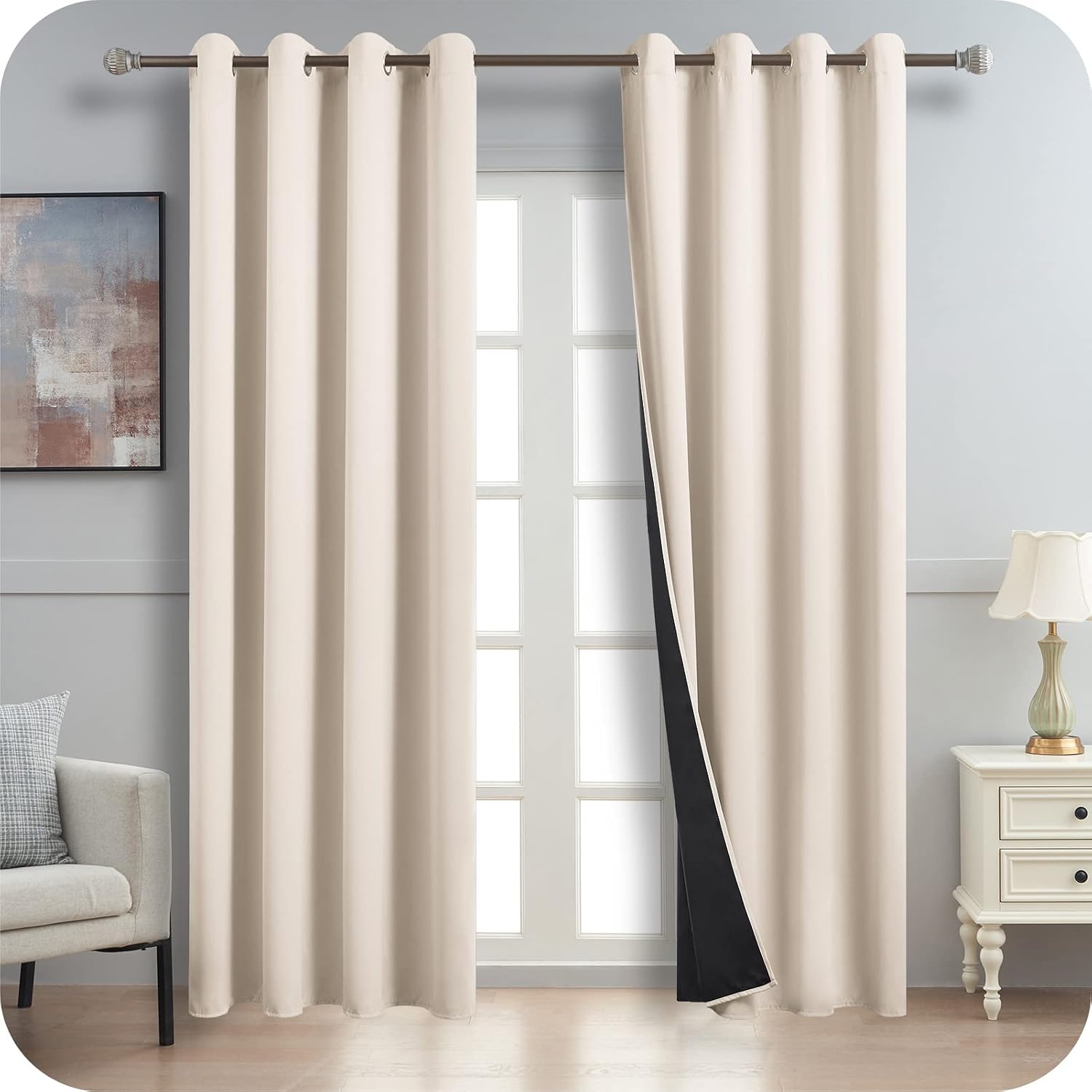 Imagen de MRTREES Lot 2 rideaux occultants Beige 140x300 en OfertitasTOP