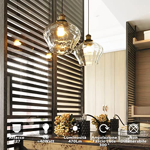 Detalle 2 de LVWIT Lampadine LED E27 2700K Filamento 4W 470LM — G45 Vintage, 6 Unità