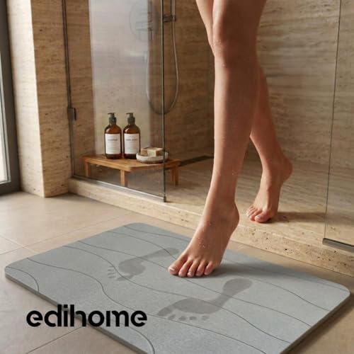 Thumbnail 8 de edihome Alfombra Diatomita Baño 40x60 cm Gris Claro – secado ultrarrápido, absorbente y antideslizante