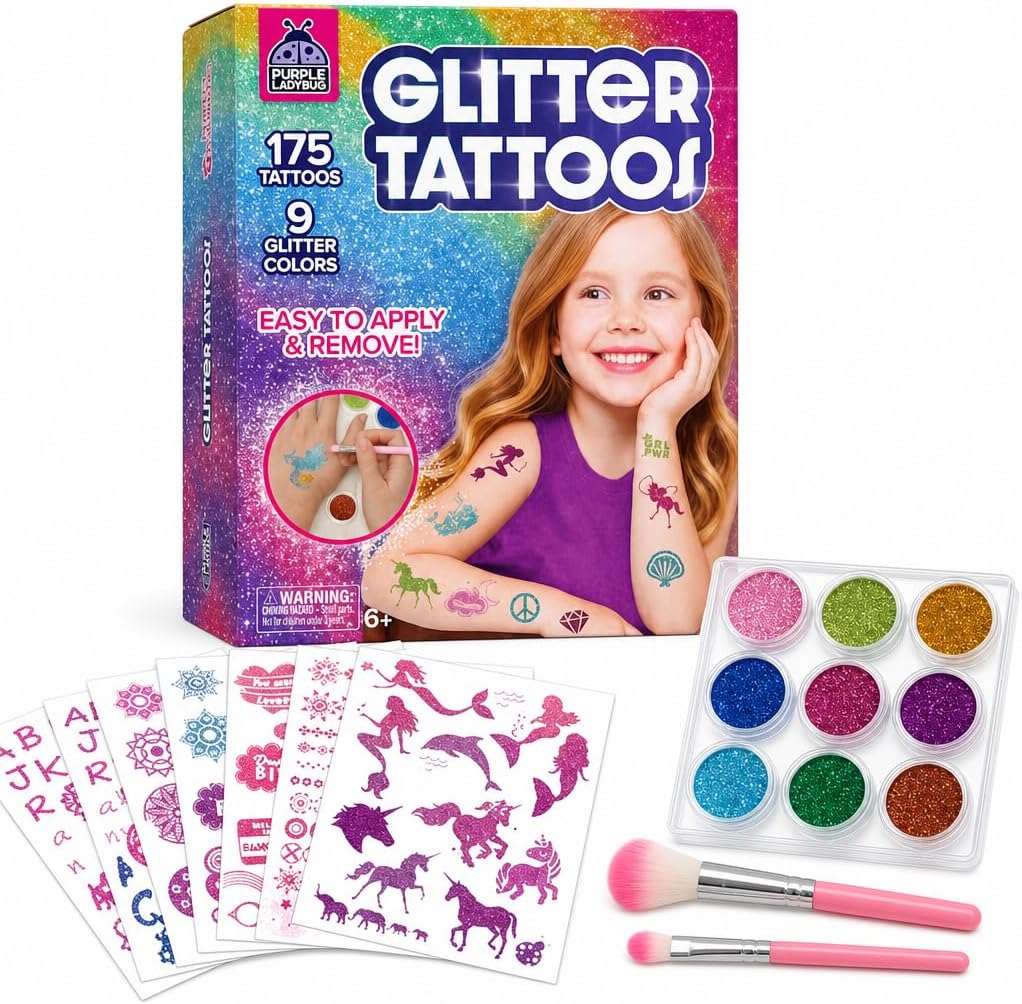 Detalle de PURPLE LADYBUG Glitter Tattoo Kit 9 Colours
