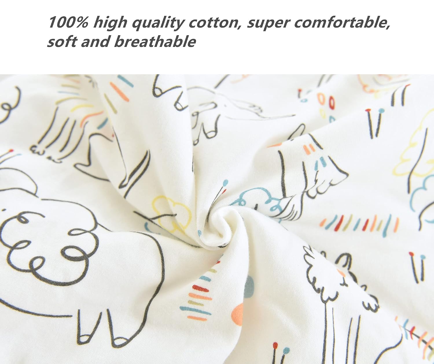 Detalle de Chilsuessy Baby Schlafsack mit Füßen 2,5 Tog Ganzjahr Happy Zoo (70 cm, Baby-Höhe 80–90 cm)