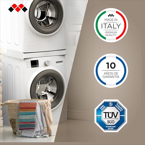 Detalle 2 de Meliconi Torre Basic L60: Kit de soporte lavadora-secadora premontado, capacidad 250 kg, blanco