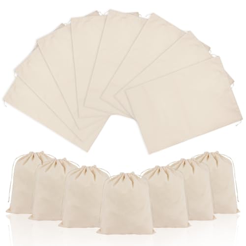 Detalle de OFFCUP Bolsas de Algodón con Cordón 15x20 cm – Pack de 15 (15PCS) para Regalos, Joyas y Cosméticos