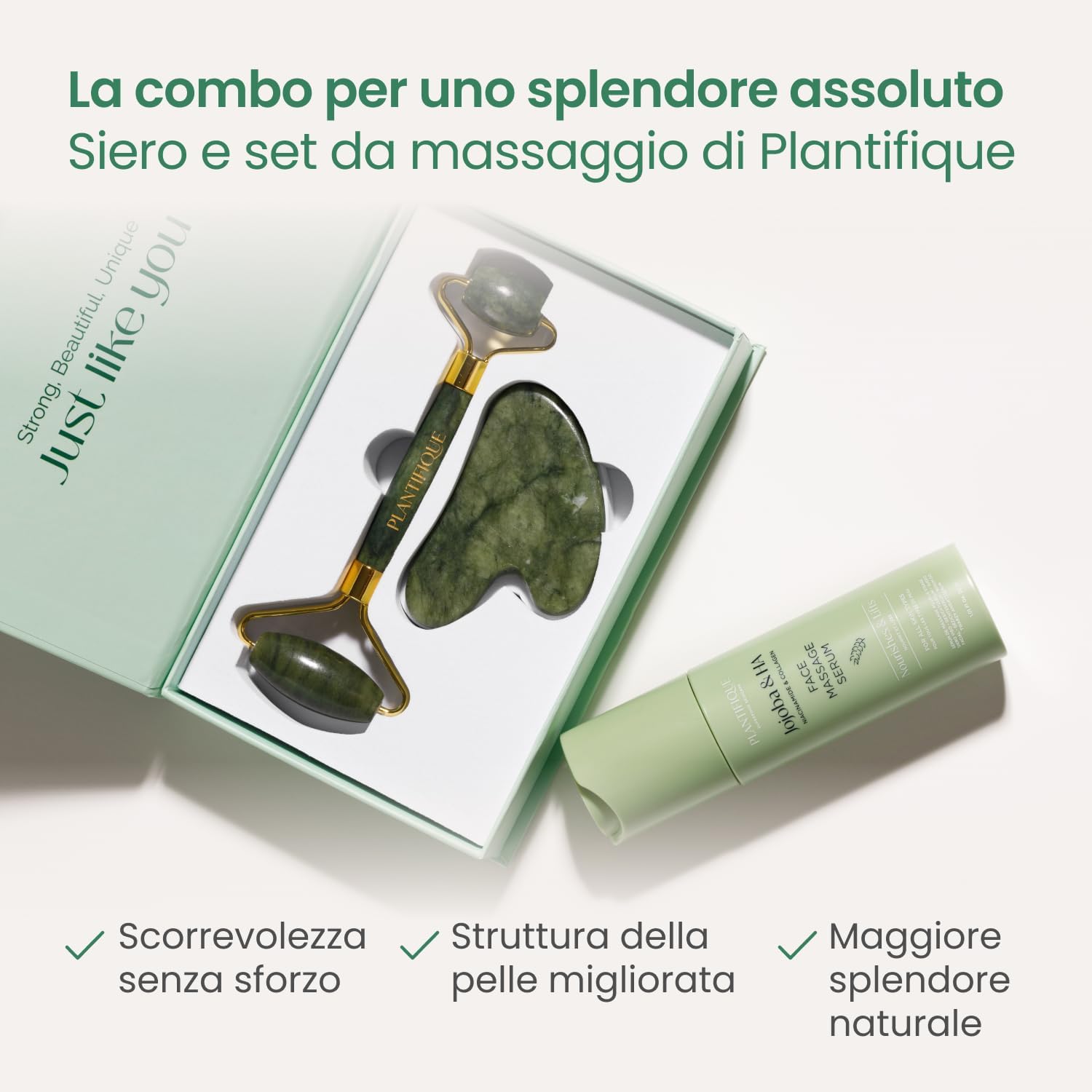 Thumbnail 2 de PLANTIFIQUE Rullo di giada viso con Gua Sha — kit massaggio 🧖♀