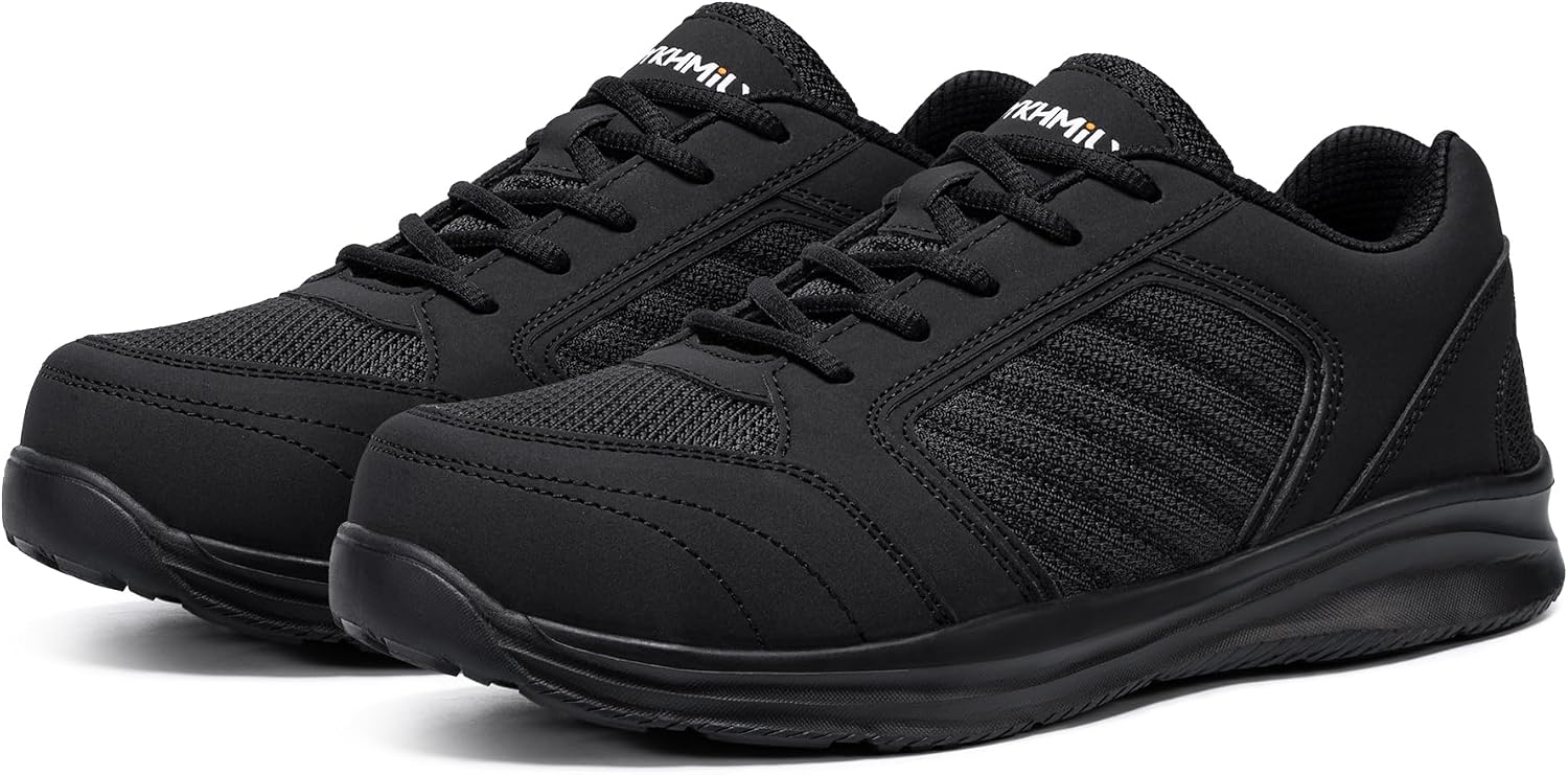 Detalle 2 de DYKHMILY Safety Trainers for Men: Light, Breathable Steel Toe Cap Work Shoes